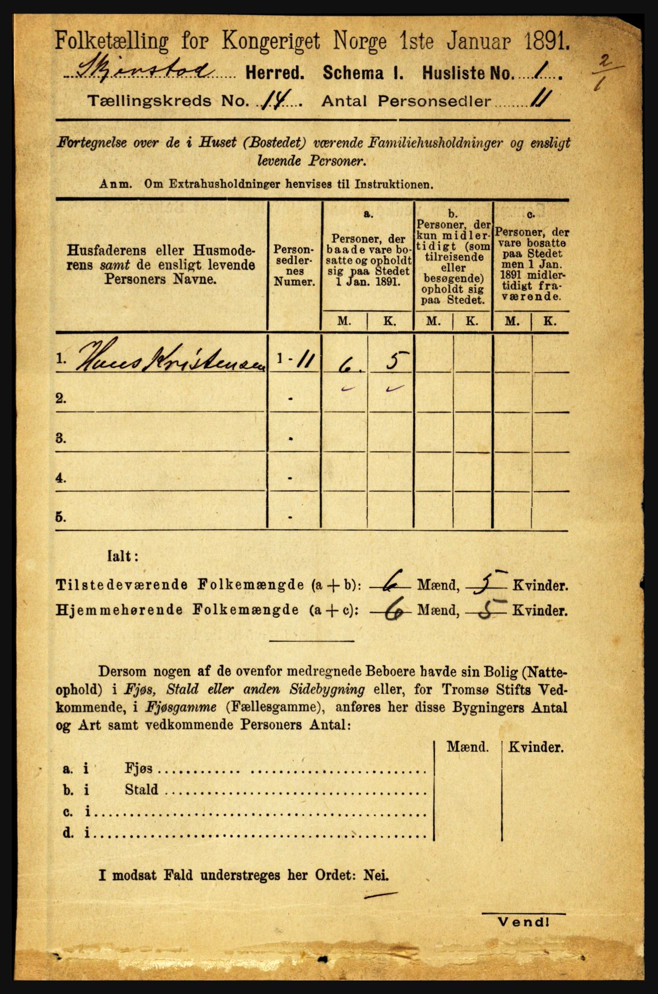 RA, 1891 census for 1842 Skjerstad, 1891, p. 4960