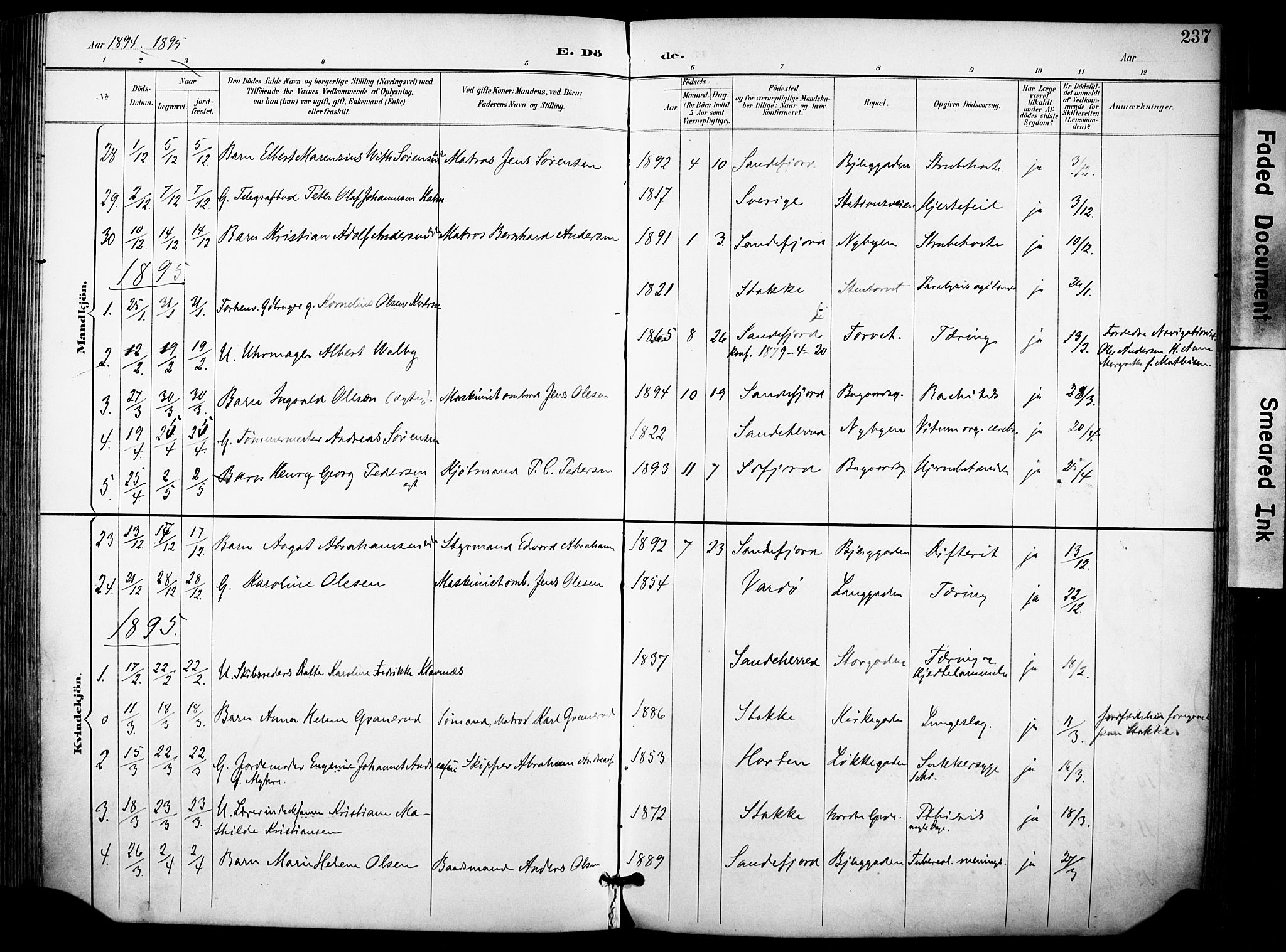 Sandefjord kirkebøker, SAKO/A-315/F/Fa/L0004: Parish register (official) no. 4, 1894-1905, p. 237