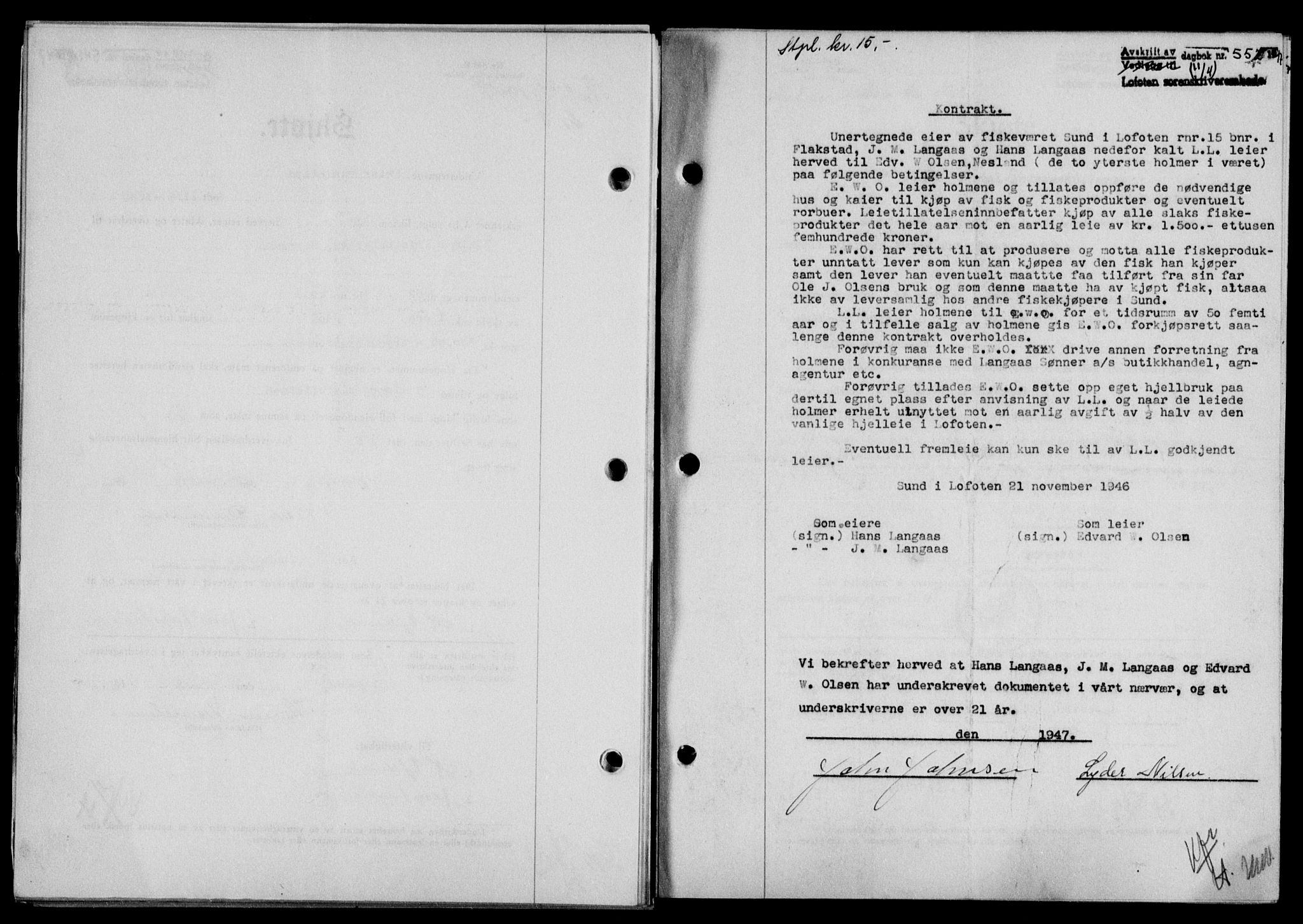 Lofoten sorenskriveri, SAT/A-0017/1/2/2C/L0015a: Mortgage book no. 15a, 1946-1947, Diary no: : 552/1947