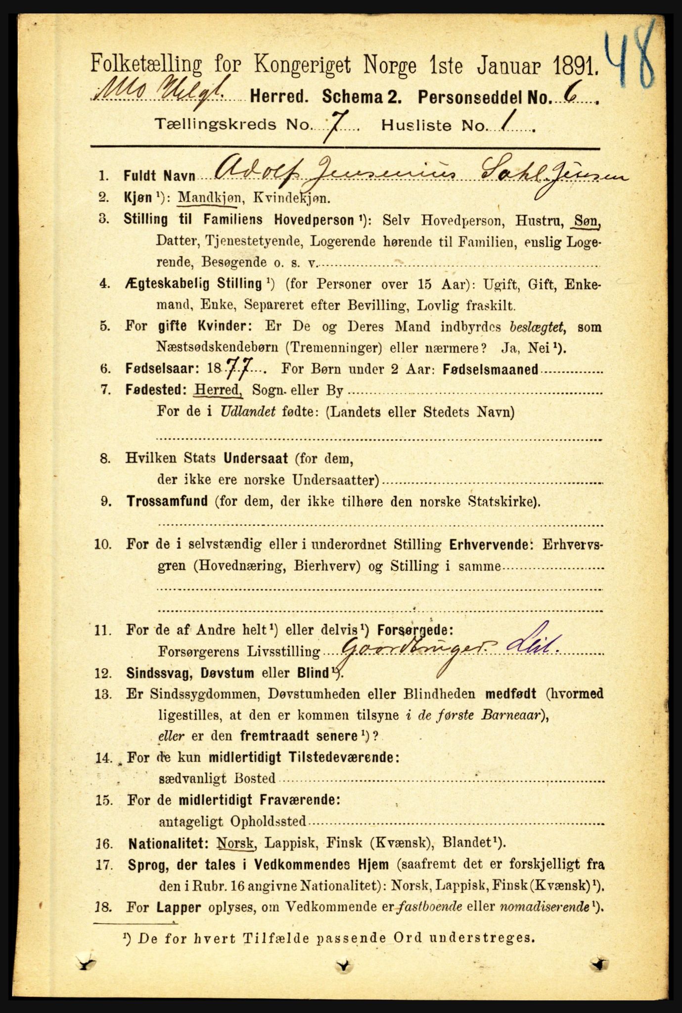 RA, 1891 census for 1833 Mo, 1891, p. 2560