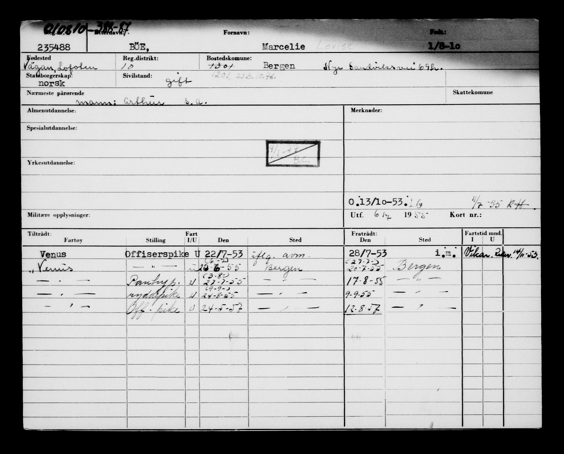 Direktoratet for sjømenn, AV/RA-S-3545/G/Gb/L0091: Hovedkort, 1910, p. 1