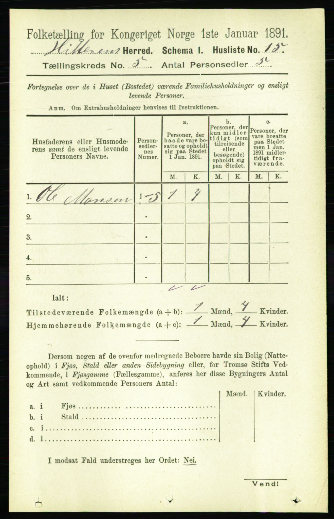 RA, 1891 census for 1617 Hitra, 1891, p. 875