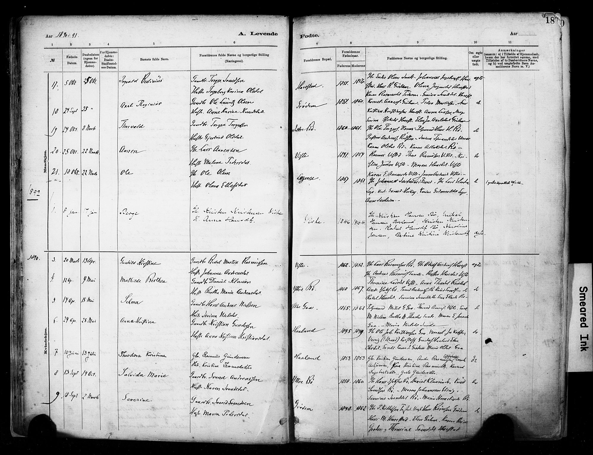 Hetland sokneprestkontor, SAST/A-101826/30/30BA/L0009: Parish register (official) no. A 9, 1882-1918, p. 18