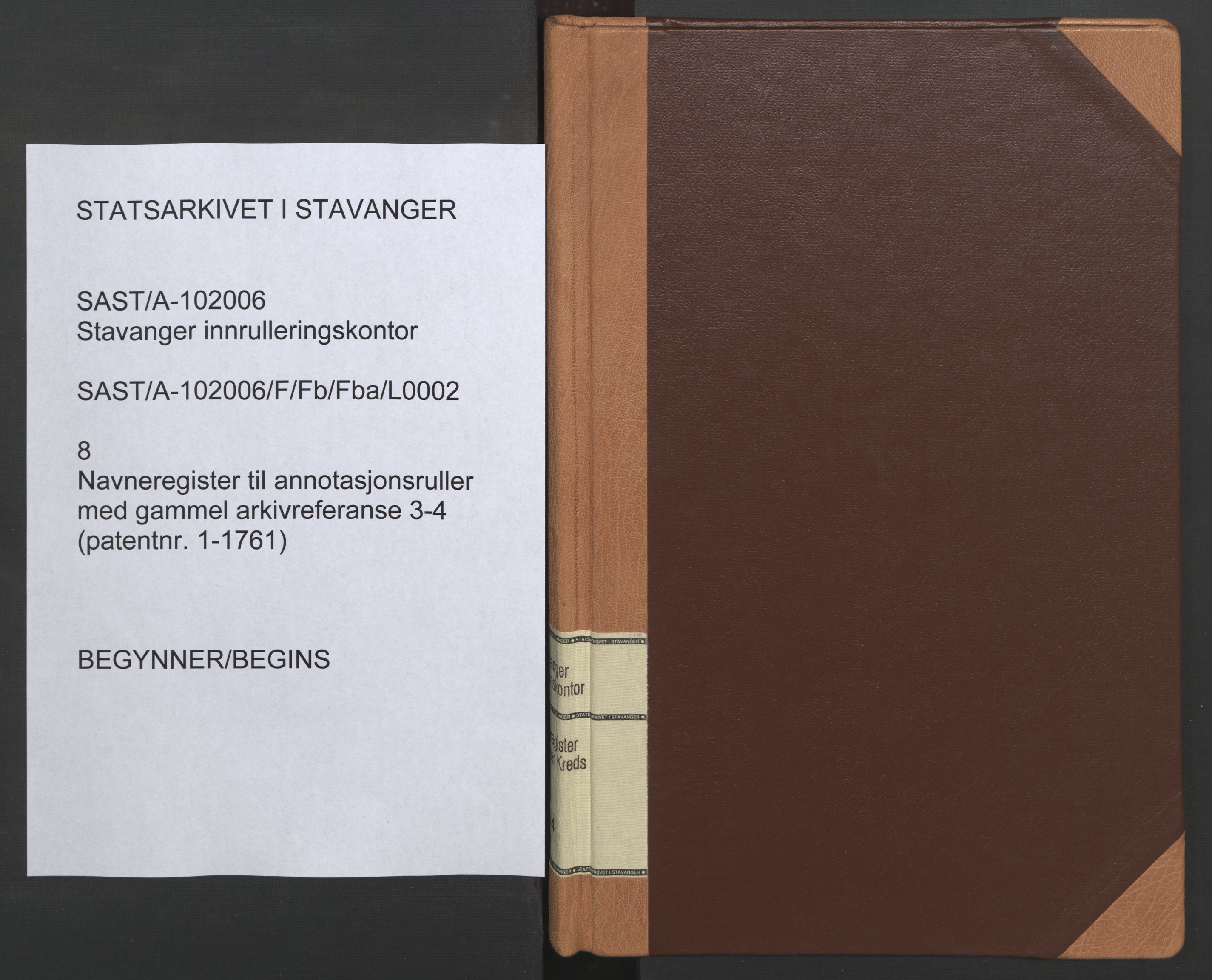 Stavanger sjømannskontor, SAST/A-102006/F/Fb/Fba/L0002: Navneregister sjøfartsruller, 1860-1869, p. 1