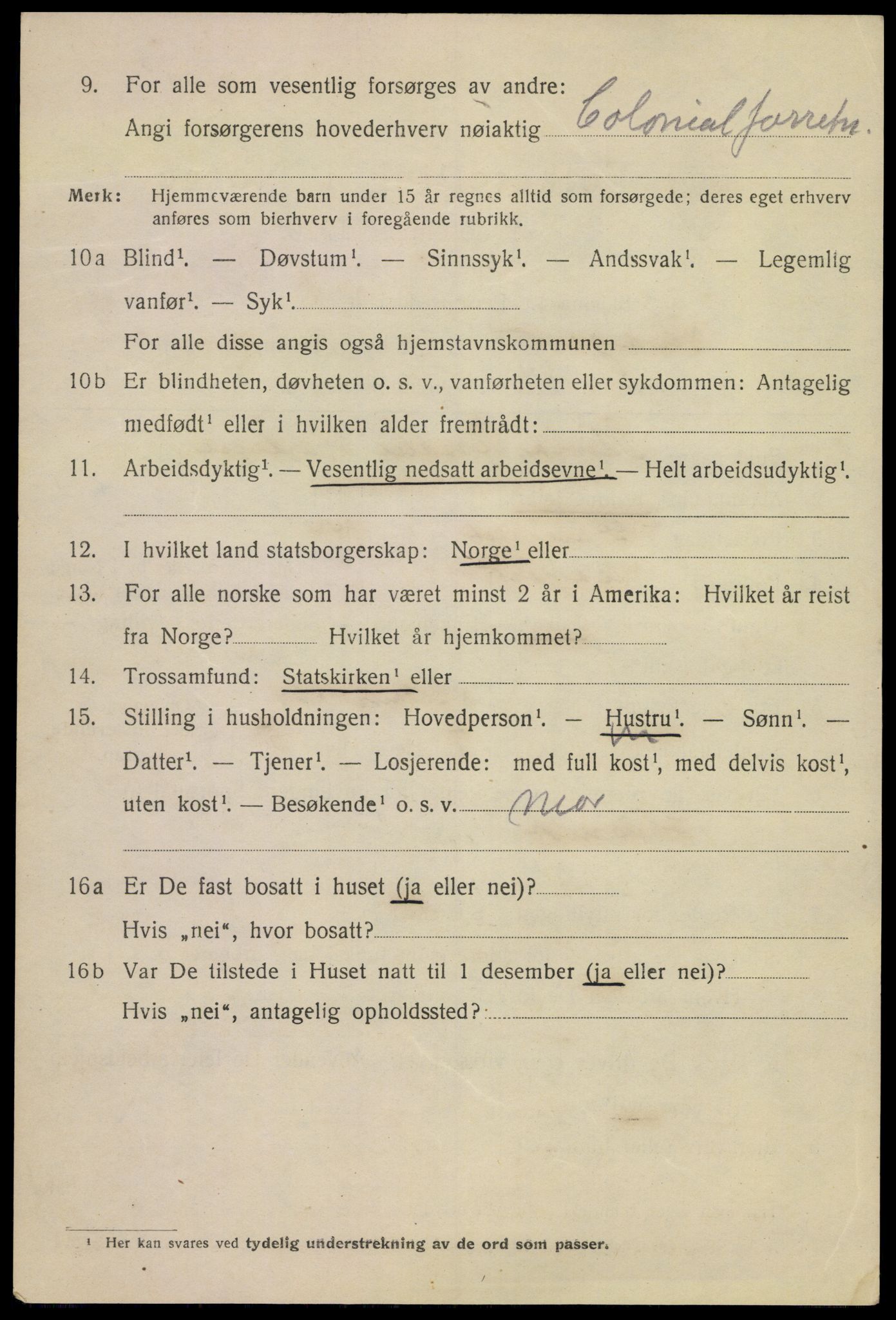 SAKO, 1920 census for Kragerø, 1920, p. 5638