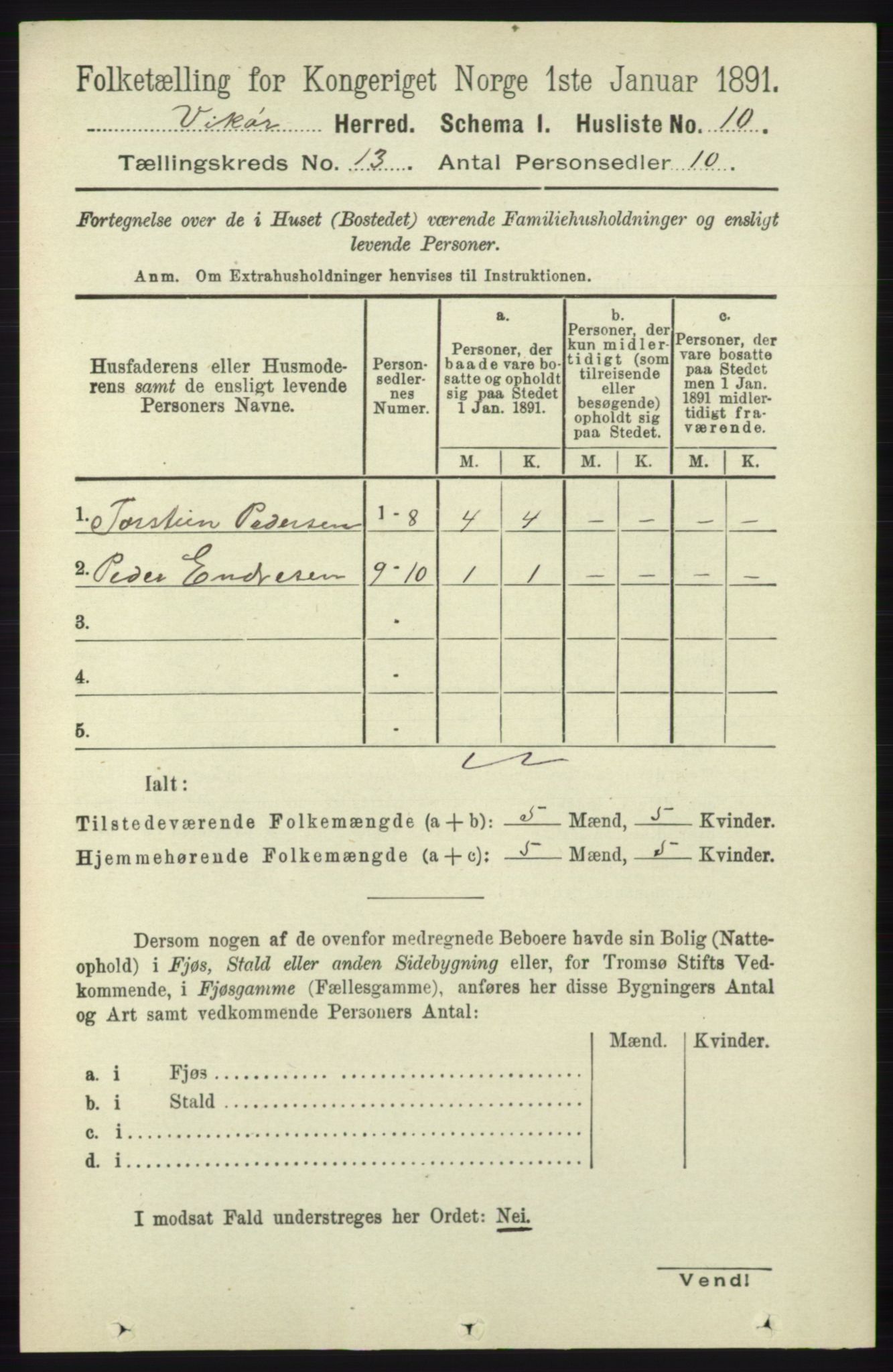 RA, 1891 census for 1238 Vikør, 1891, p. 3571