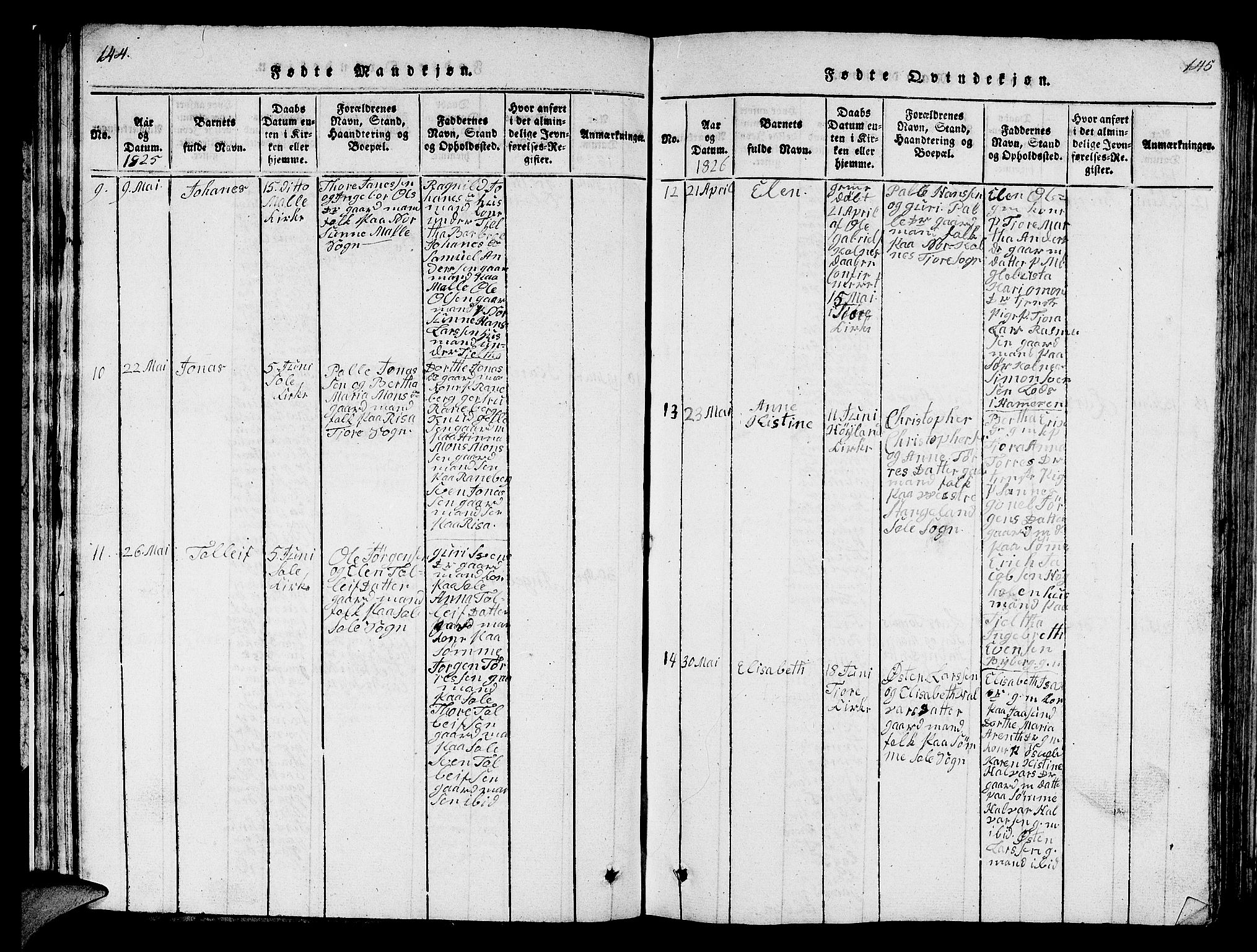 Håland sokneprestkontor, AV/SAST-A-101802/001/30BB/L0001: Parish register (copy) no. B 1, 1815-1845, p. 144-145