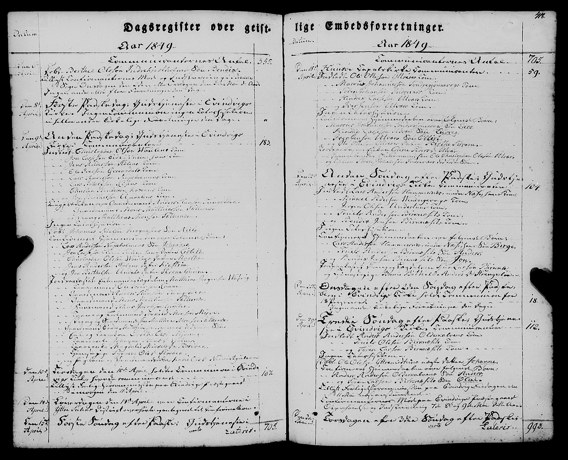 Gulen sokneprestembete, AV/SAB-A-80201/H/Haa/Haaa/L0021: Parish register (official) no. A 21, 1848-1858, p. 418