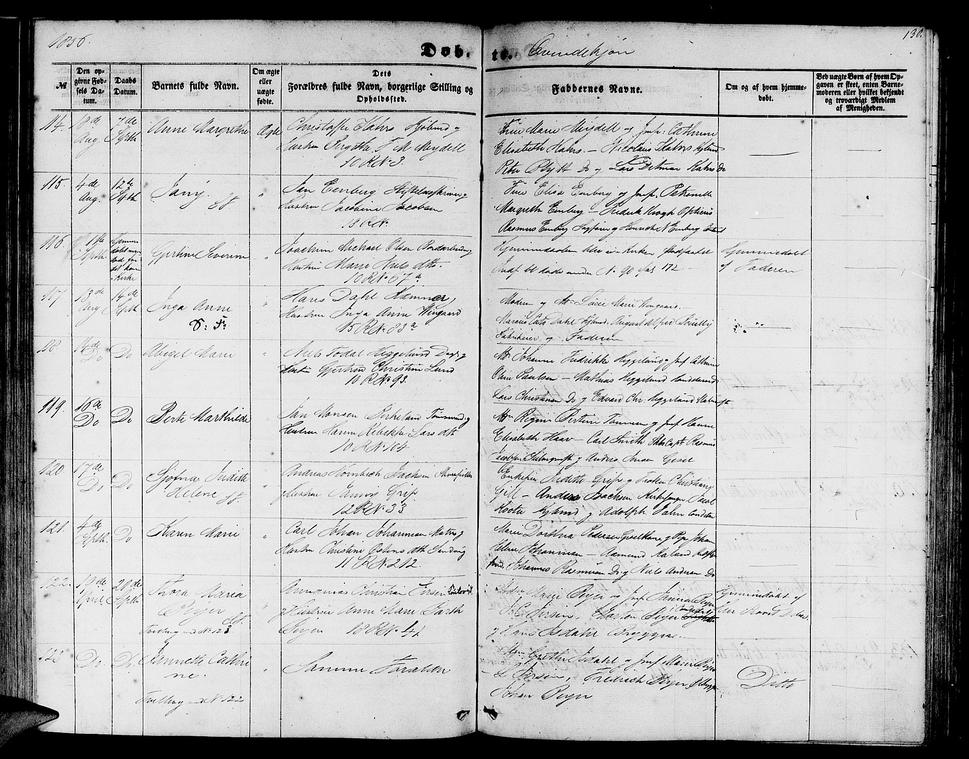 Domkirken sokneprestembete, SAB/A-74801/H/Hab/L0011: Parish register (copy) no. B 4, 1856-1862, p. 130