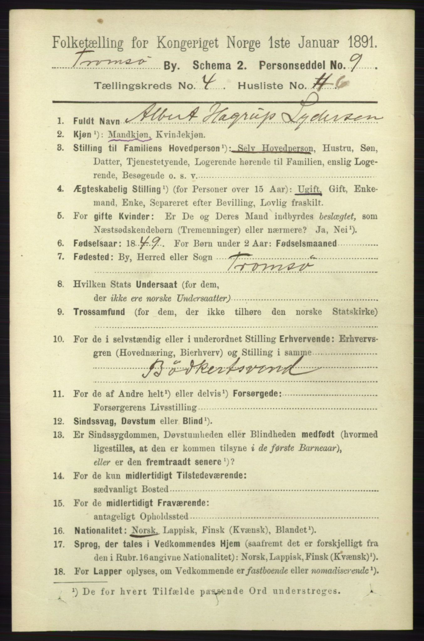 RA, 1891 census for 1902 Tromsø, 1891, p. 4730