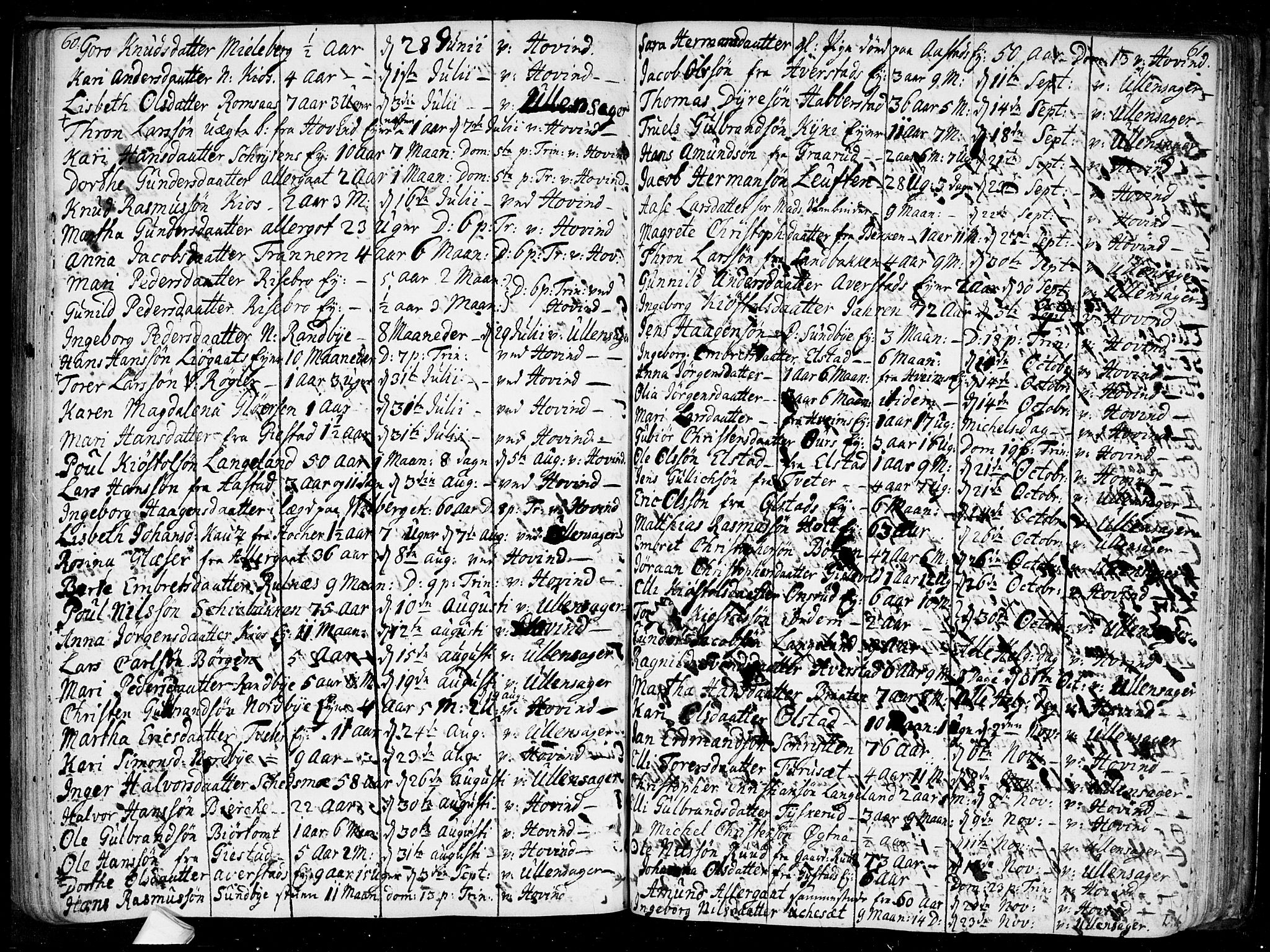 Ullensaker prestekontor Kirkebøker, SAO/A-10236a/F/Fa/L0010: Parish register (official) no. I 10, 1733-1776, p. 60-61