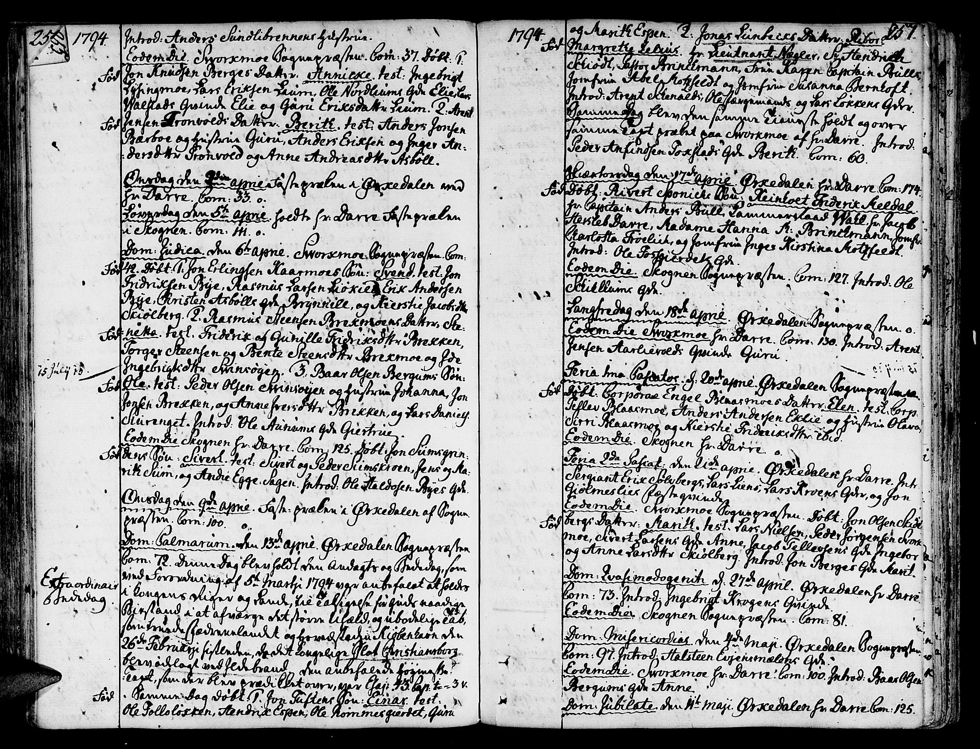 Ministerialprotokoller, klokkerbøker og fødselsregistre - Sør-Trøndelag, SAT/A-1456/668/L0802: Parish register (official) no. 668A02, 1776-1799, p. 256-257