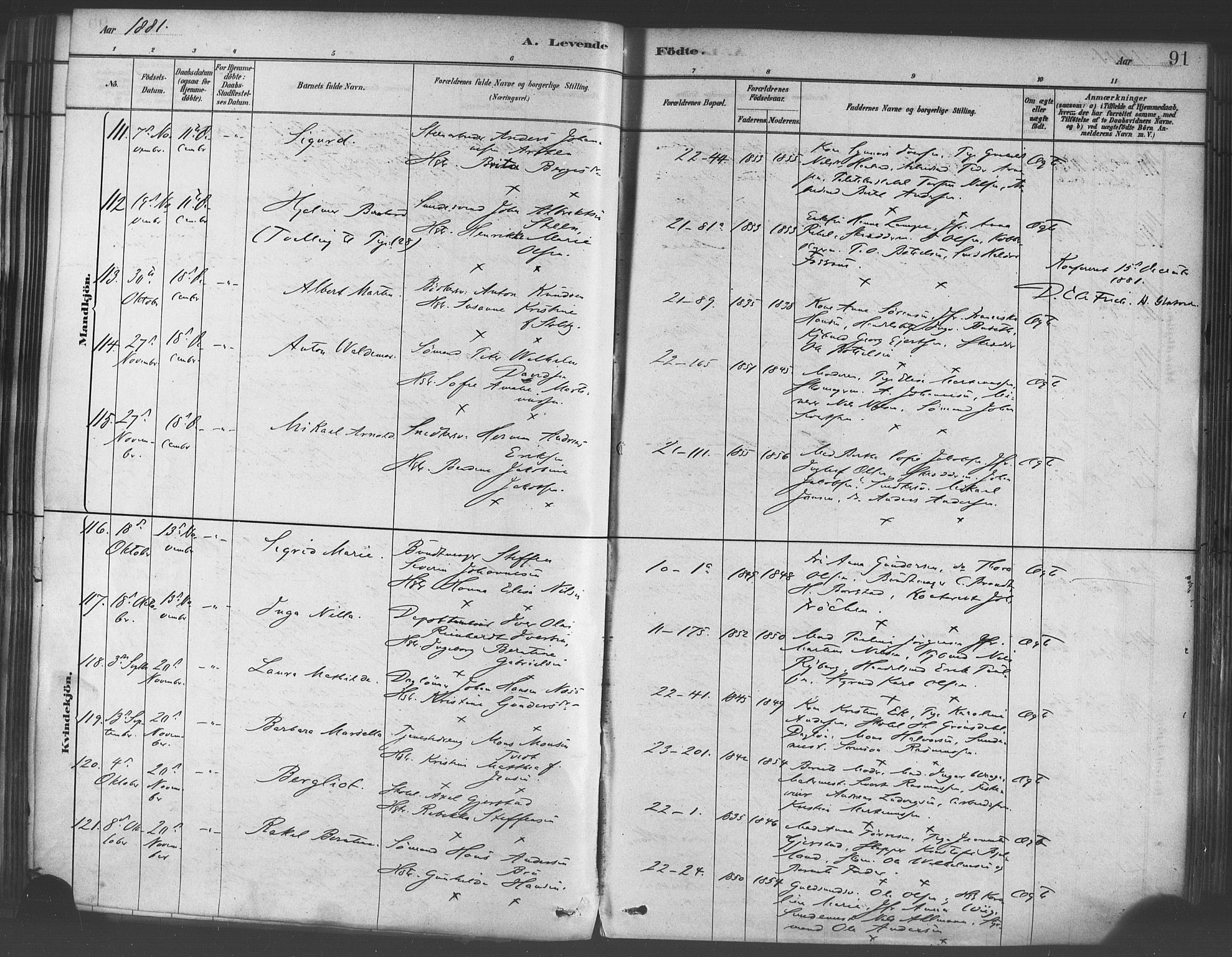 Korskirken sokneprestembete, AV/SAB-A-76101/H/Haa/L0021: Parish register (official) no. B 7, 1878-1889, p. 91