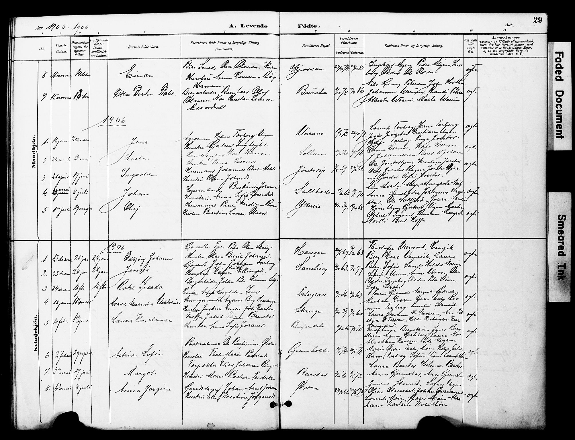 Ministerialprotokoller, klokkerbøker og fødselsregistre - Nord-Trøndelag, SAT/A-1458/722/L0226: Parish register (copy) no. 722C02, 1889-1927, p. 29