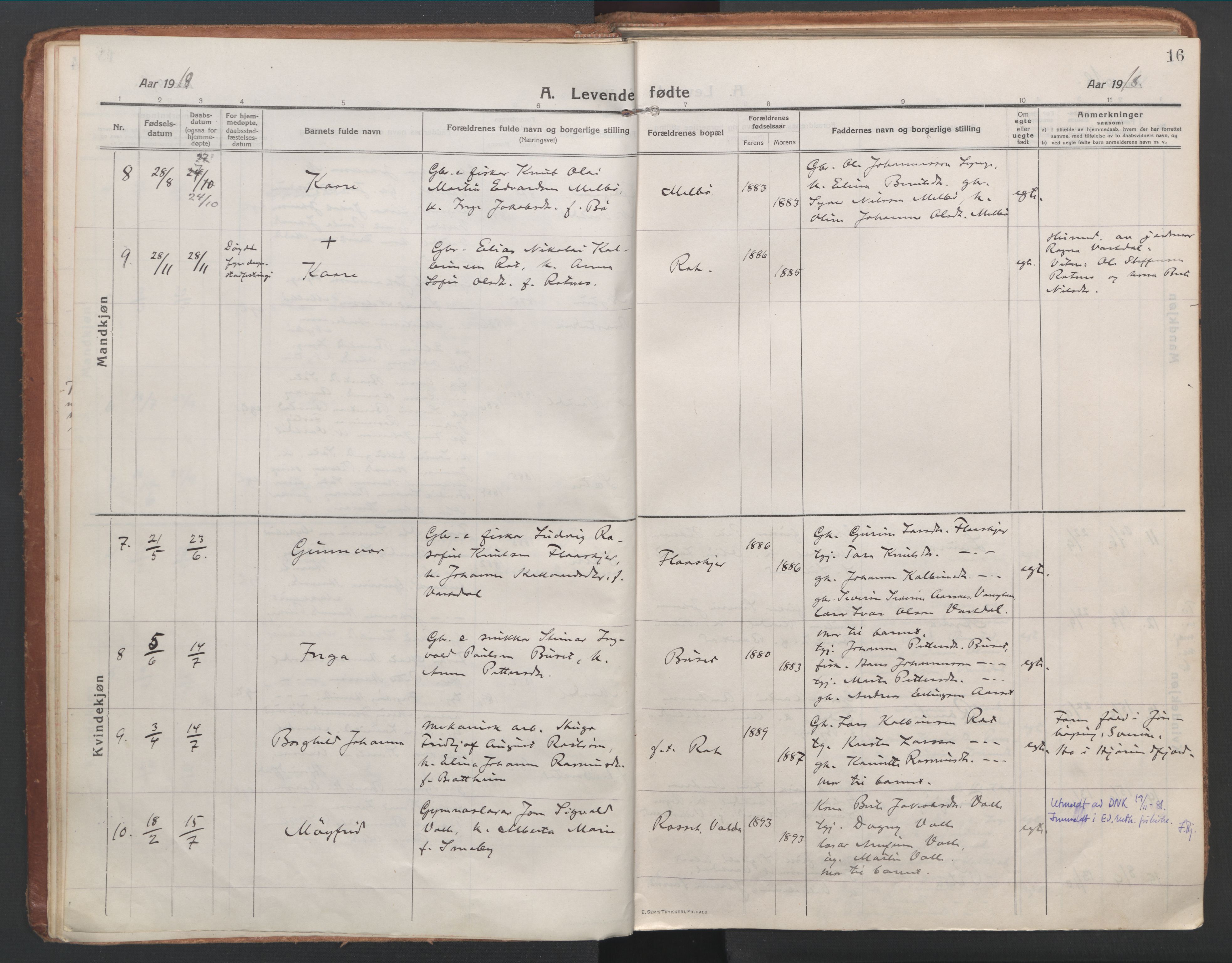 Ministerialprotokoller, klokkerbøker og fødselsregistre - Møre og Romsdal, SAT/A-1454/514/L0200: Parish register (official) no. 514A02, 1913-1943, p. 16