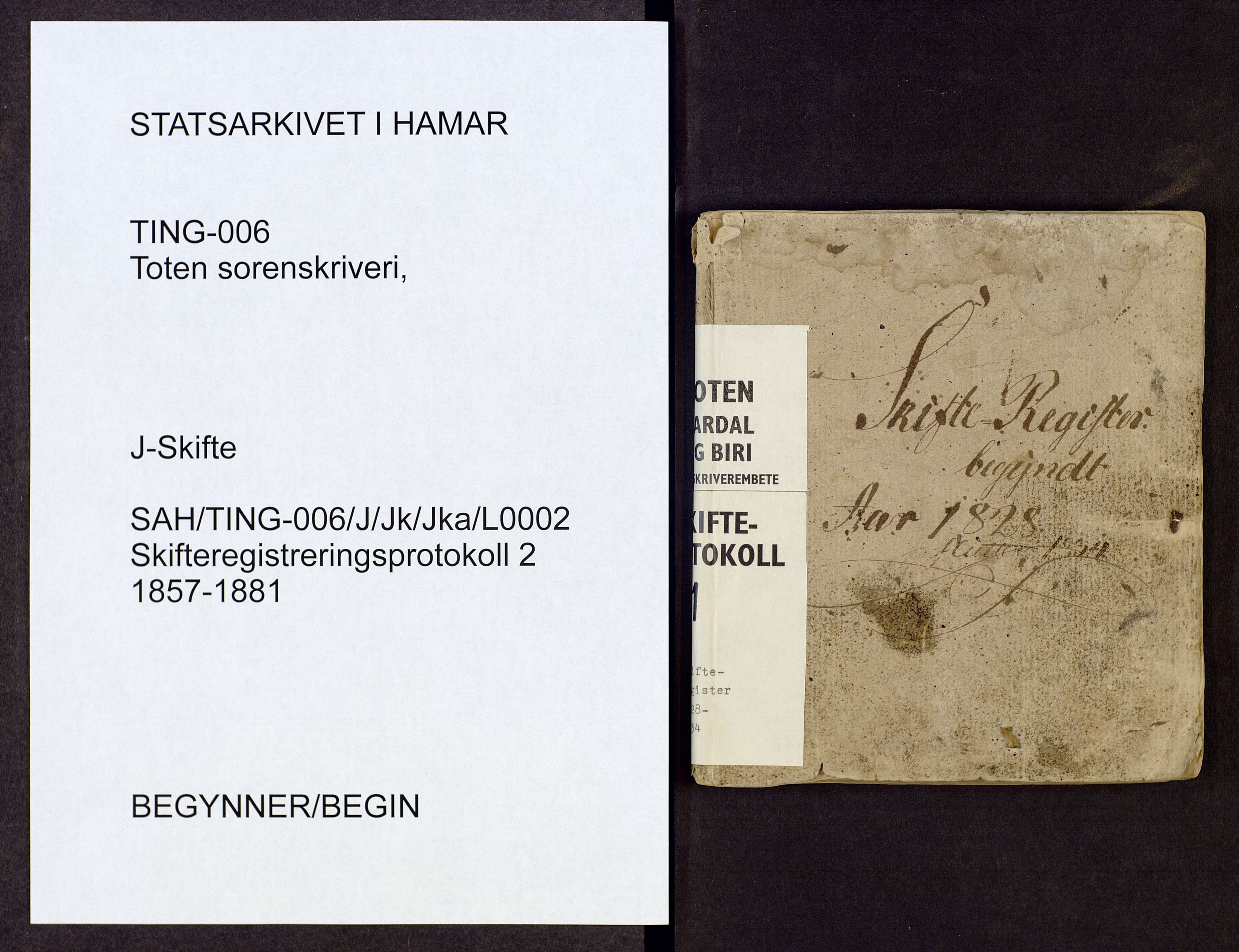 Toten tingrett, SAH/TING-006/J/Jk/Jka/L0001: Skifteregister, 1828-1834