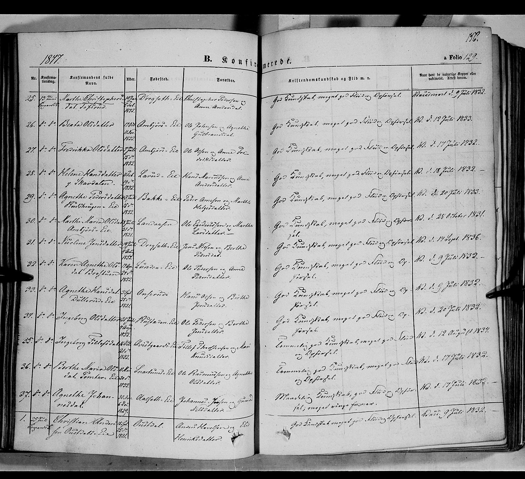 Biri prestekontor, SAH/PREST-096/H/Ha/Haa/L0005: Parish register (official) no. 5, 1843-1854, p. 156