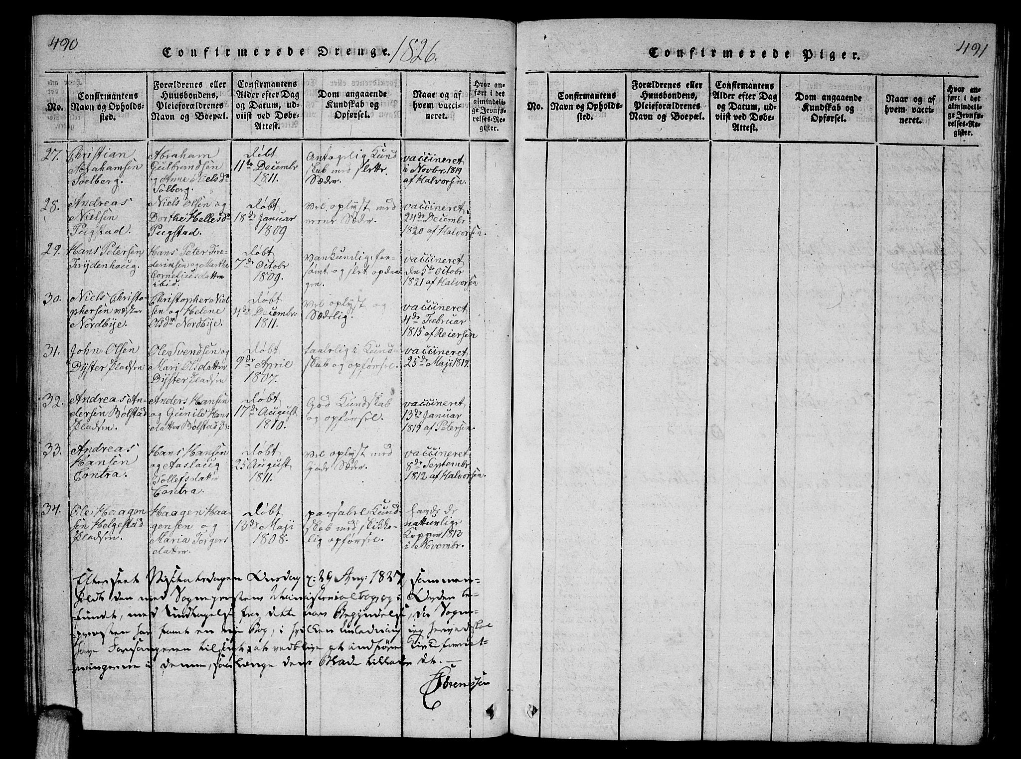 Ås prestekontor Kirkebøker, SAO/A-10894/G/Ga/L0002: Parish register (copy) no. I 2, 1820-1836, p. 490-491