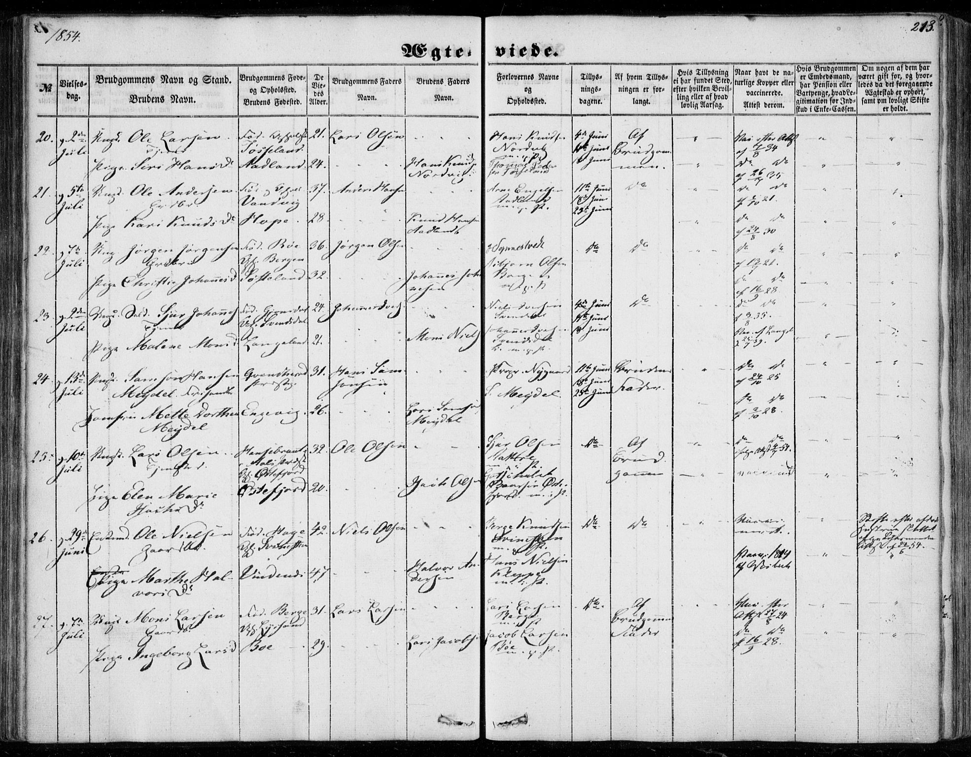 Os sokneprestembete, AV/SAB-A-99929: Parish register (official) no. A 16, 1851-1859, p. 213