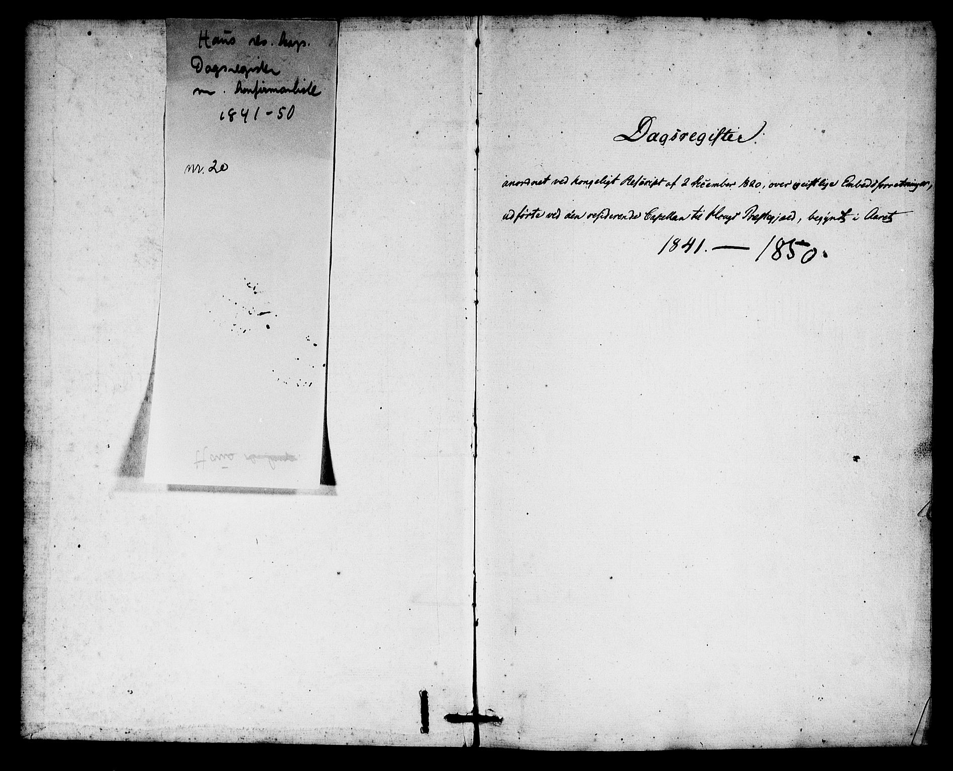 Haus sokneprestembete, AV/SAB-A-75601: Curate's parish register no. A 2, 1841-1850