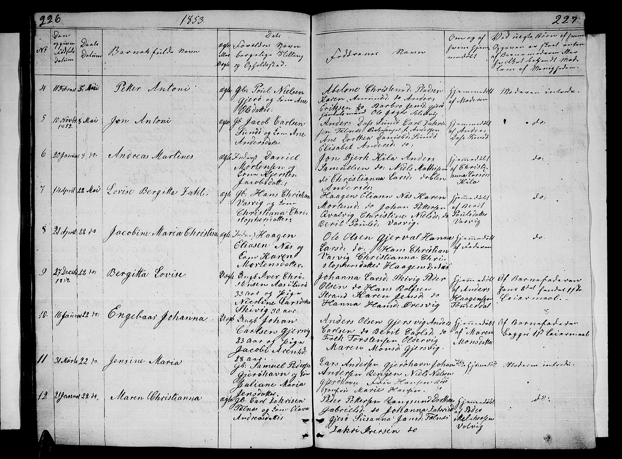 Ministerialprotokoller, klokkerbøker og fødselsregistre - Nordland, AV/SAT-A-1459/841/L0618: Parish register (copy) no. 841C02, 1833-1855, p. 226-227