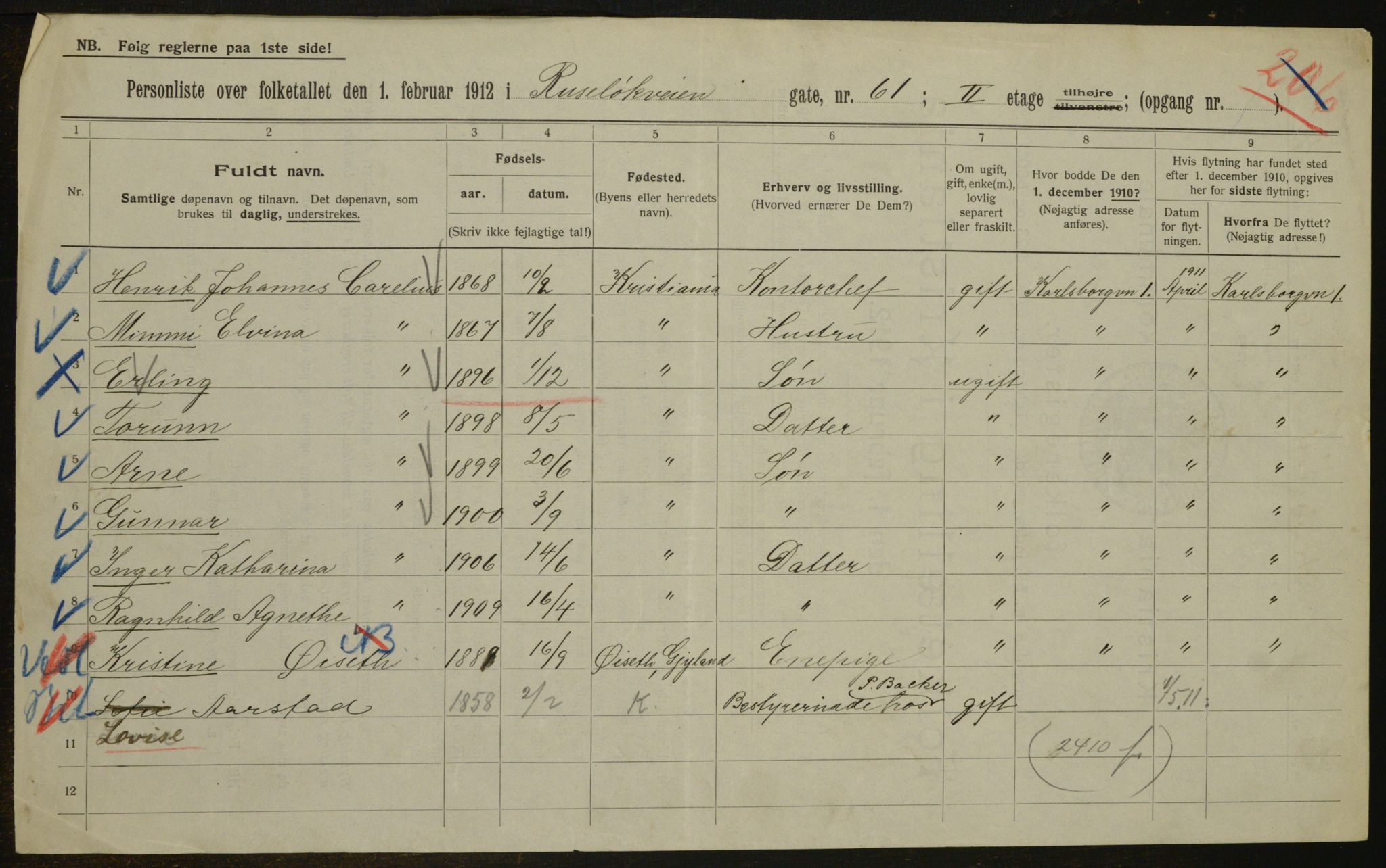 OBA, Municipal Census 1912 for Kristiania, 1912, p. 85834