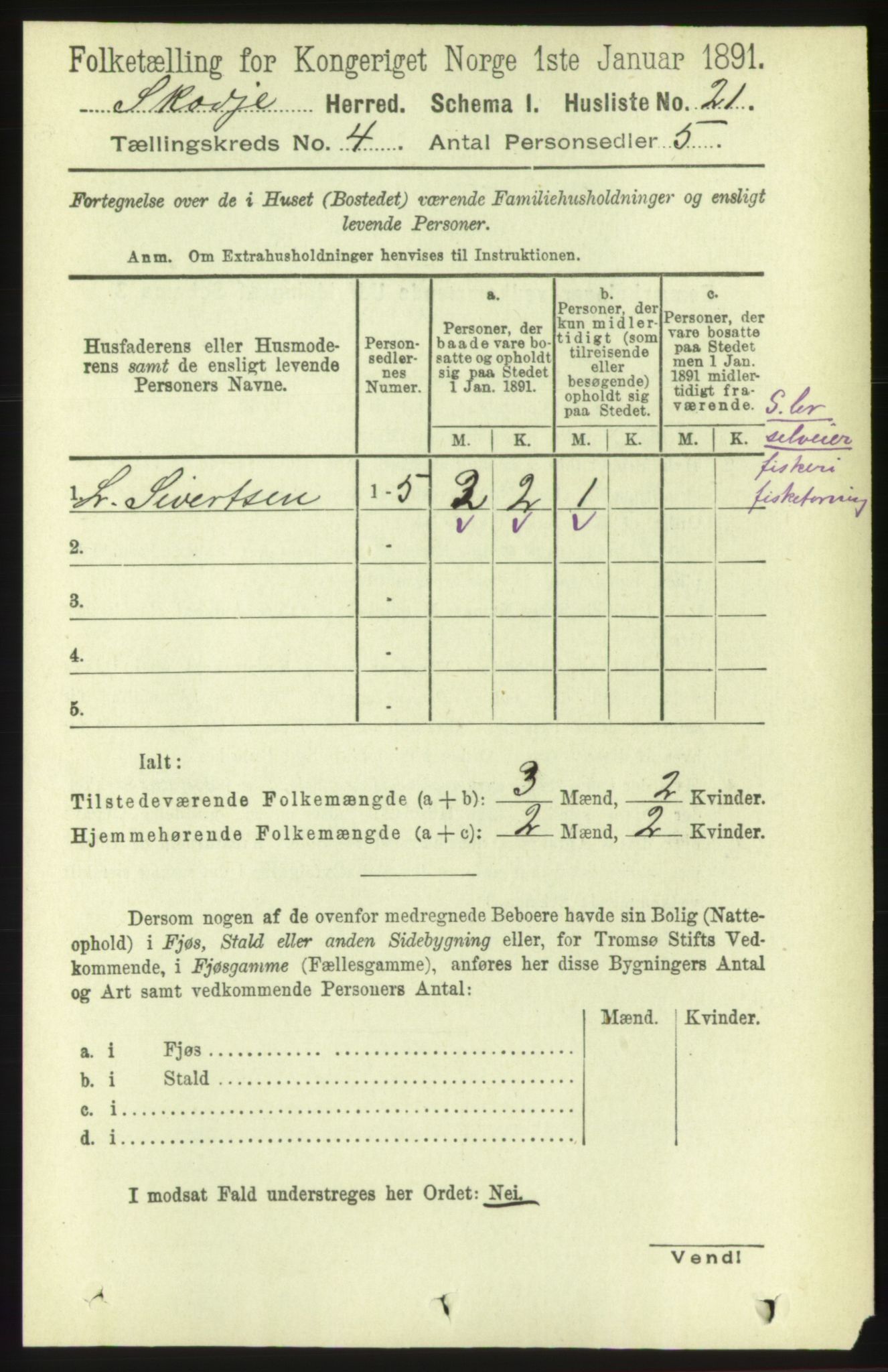 RA, 1891 census for 1529 Skodje, 1891, p. 580