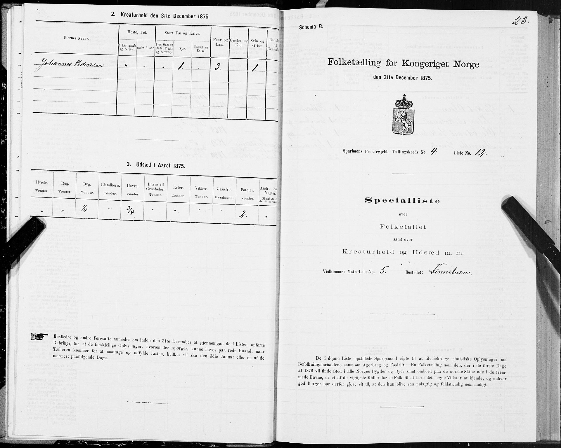 SAT, 1875 census for 1731P Sparbu, 1875, p. 2023