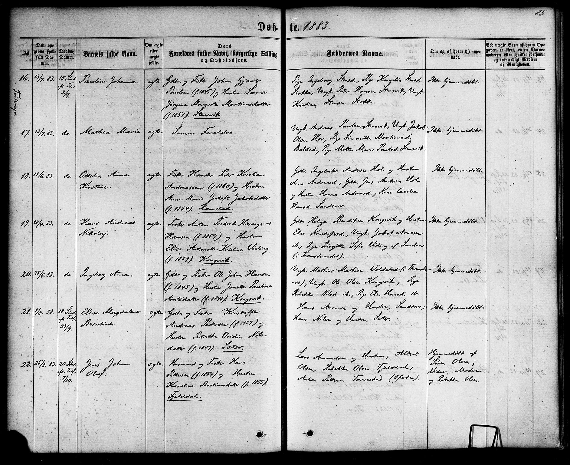 Ministerialprotokoller, klokkerbøker og fødselsregistre - Nordland, AV/SAT-A-1459/865/L0923: Parish register (official) no. 865A01, 1864-1884, p. 85