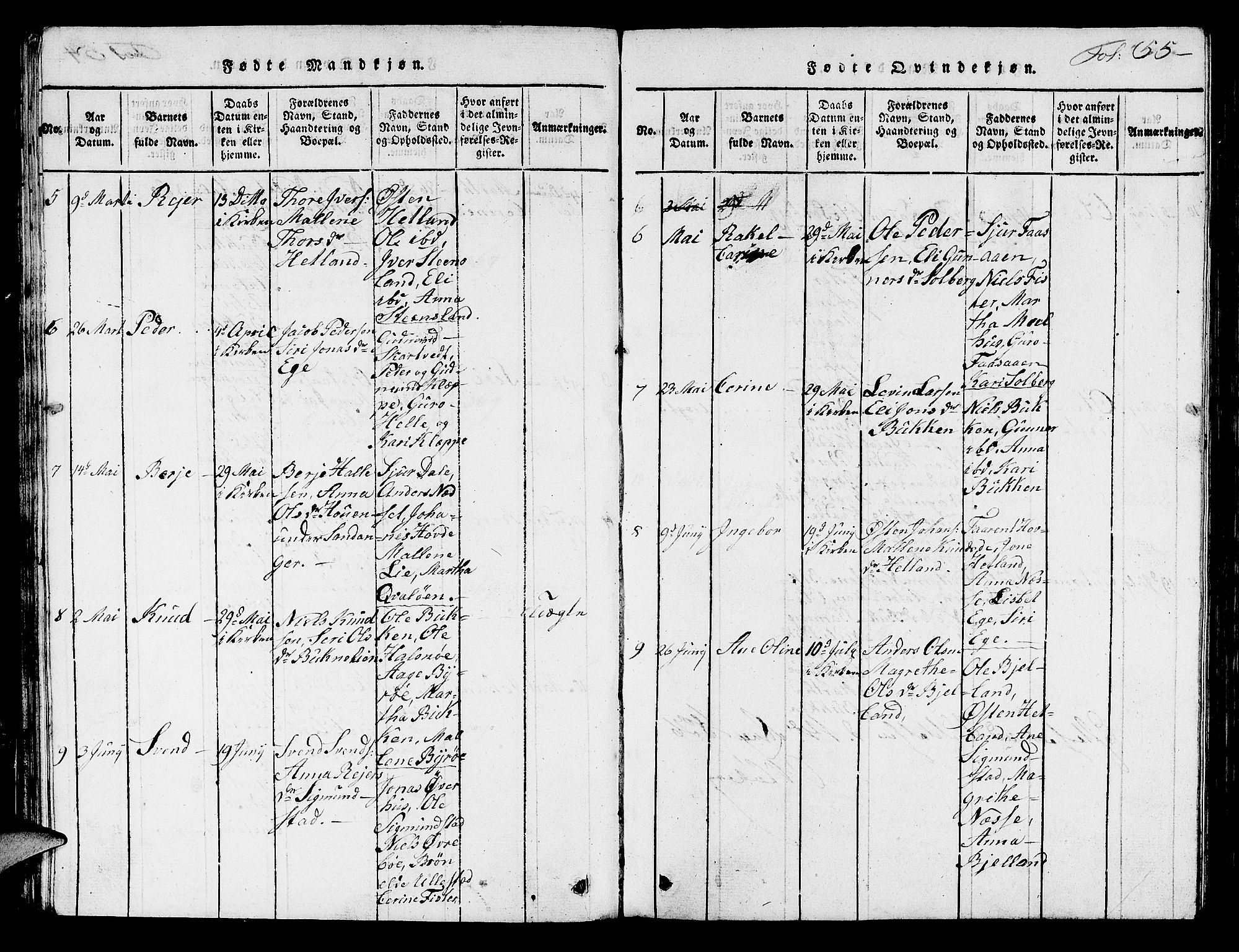 Hjelmeland sokneprestkontor, AV/SAST-A-101843/01/V/L0003: Parish register (copy) no. B 3, 1816-1841, p. 55