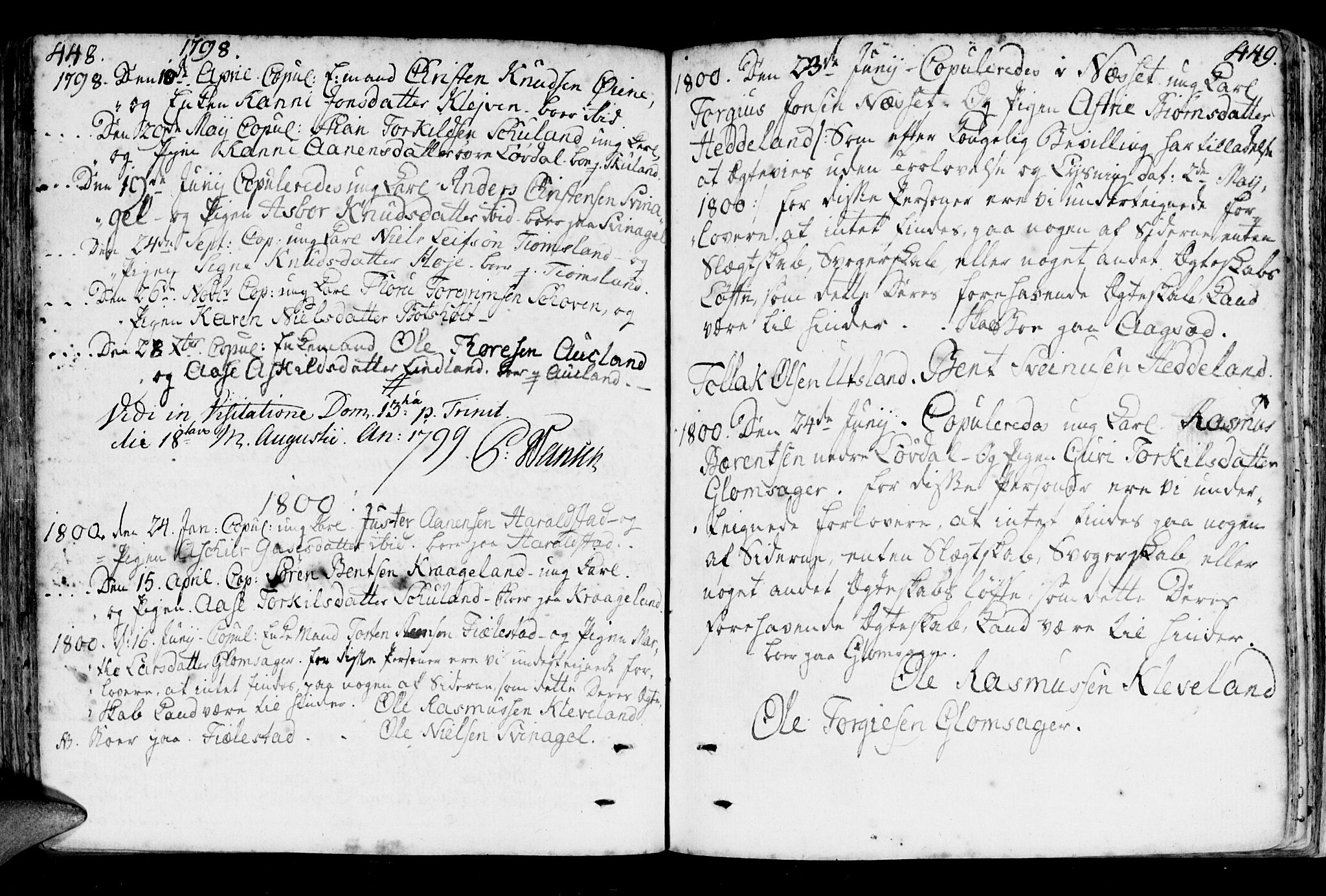 Holum sokneprestkontor, AV/SAK-1111-0022/F/Fa/Fab/L0004: Parish register (official) no. A 4, 1774-1847, p. 448-449