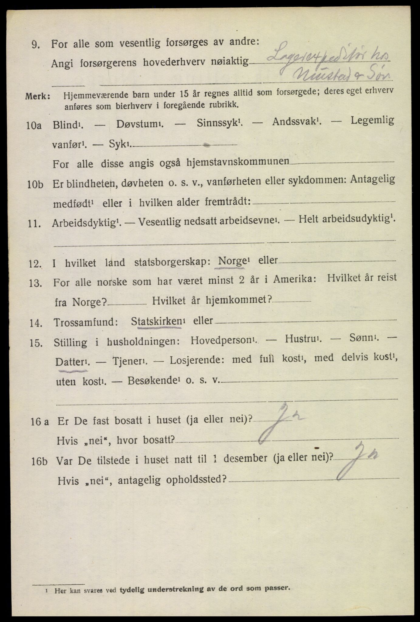 SAH, 1920 census for Vardal, 1920, p. 9602