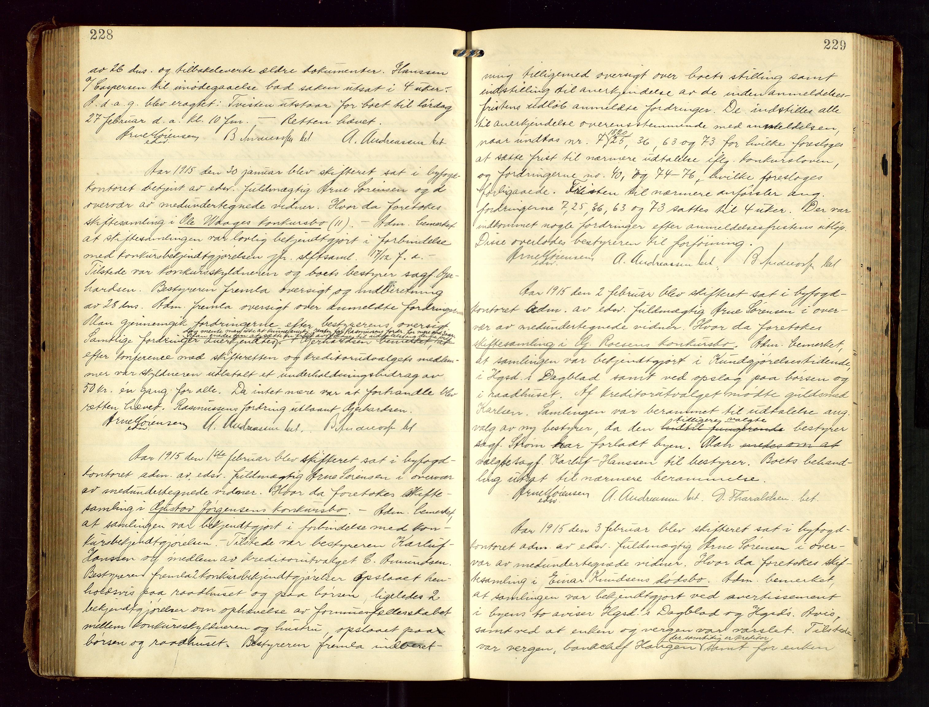 Haugesund tingrett, SAST/A-101415/01/IV/IVC/L0002: Skifteforhandlingsprotokoll, med register, 1912-1921, p. 228-229