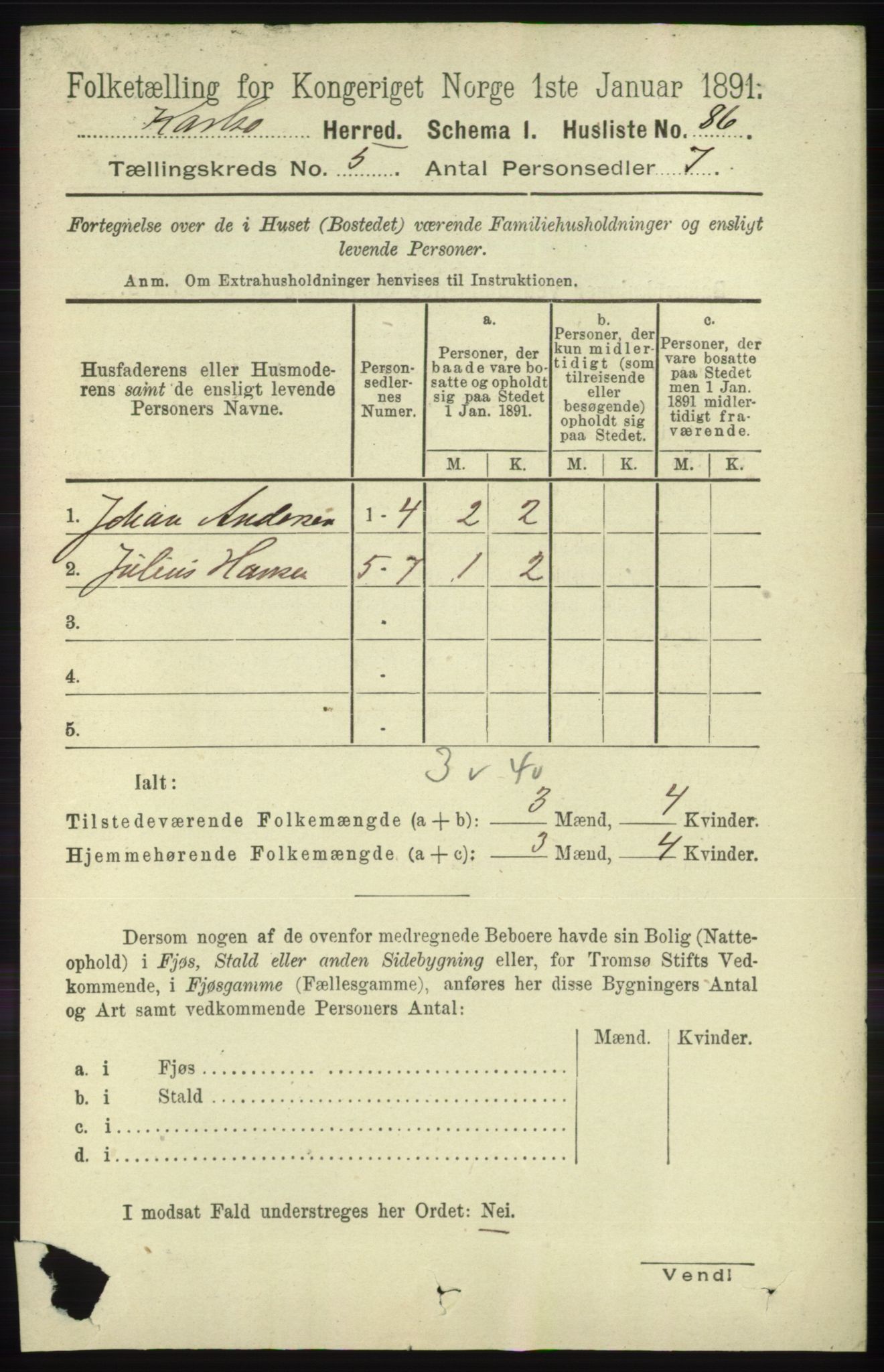 RA, 1891 census for 1936 Karlsøy, 1891, p. 1314