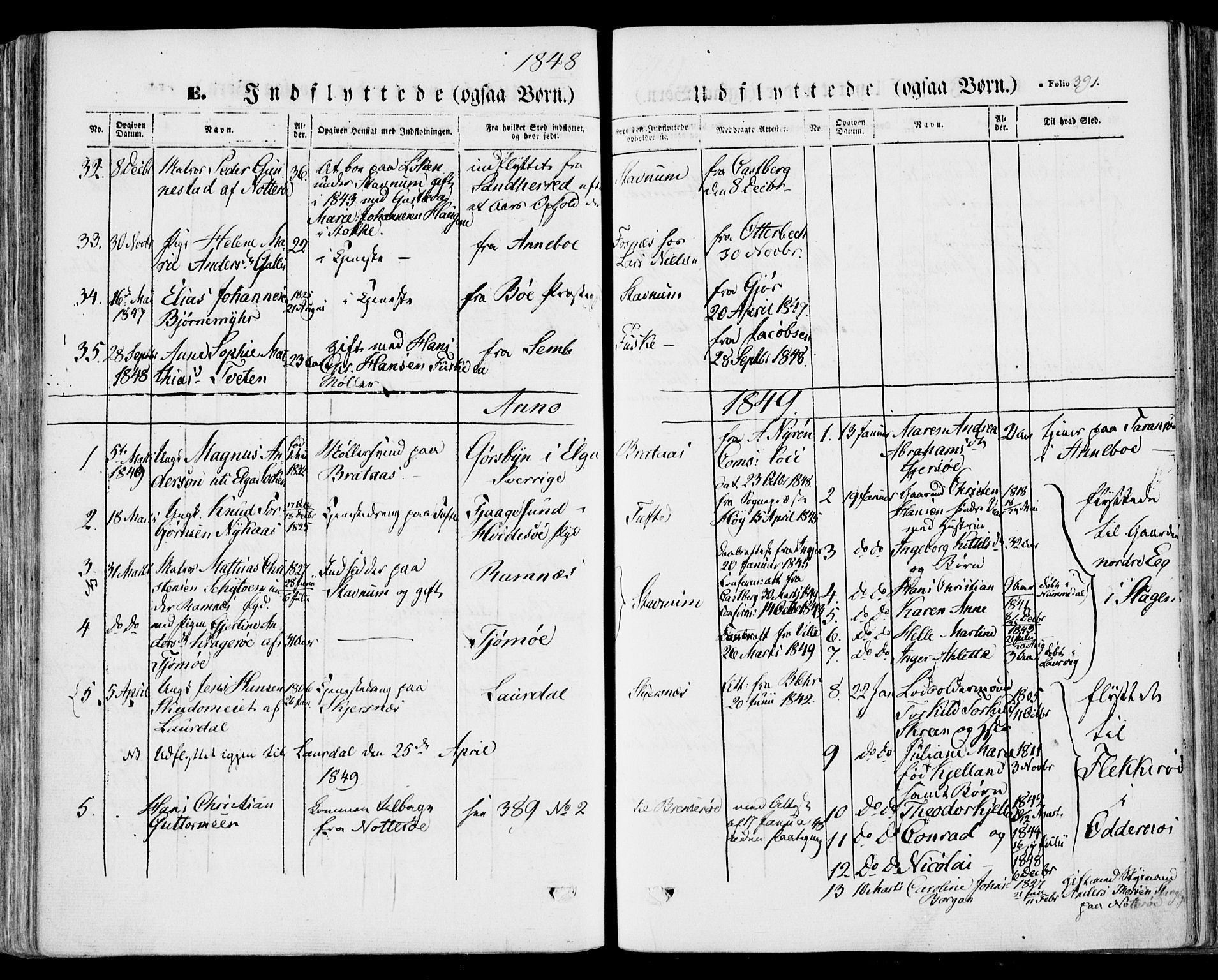 Stokke kirkebøker, AV/SAKO-A-320/F/Fa/L0007: Parish register (official) no. I 7, 1844-1857, p. 391