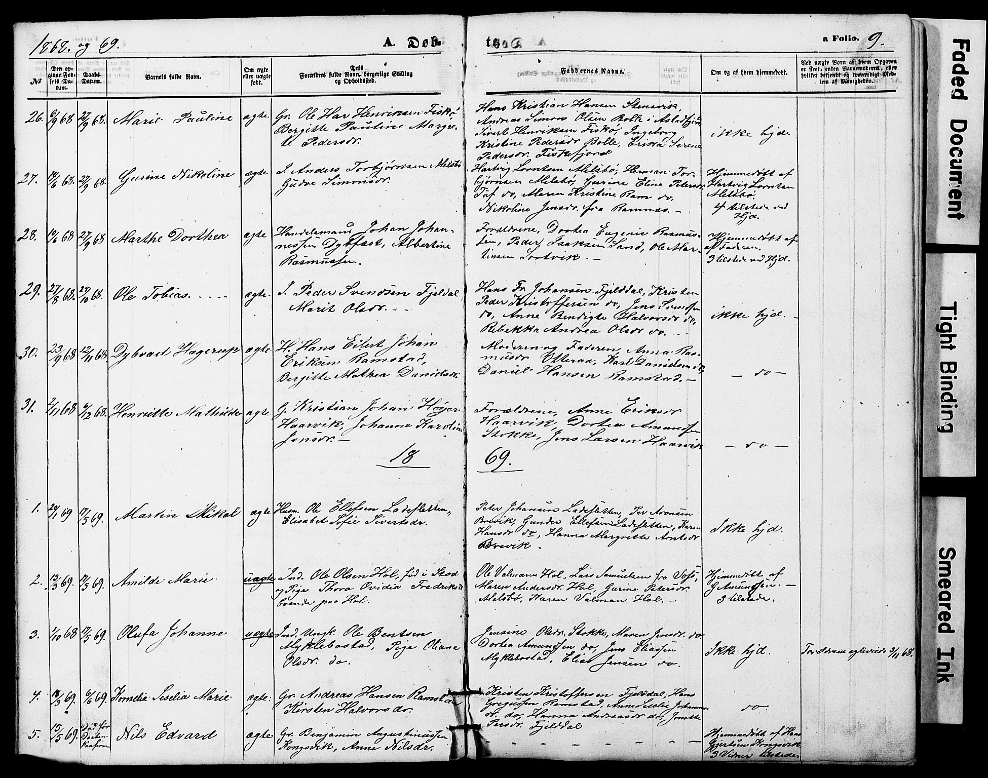 Ministerialprotokoller, klokkerbøker og fødselsregistre - Nordland, AV/SAT-A-1459/865/L0930: Parish register (copy) no. 865C02, 1866-1884, p. 9