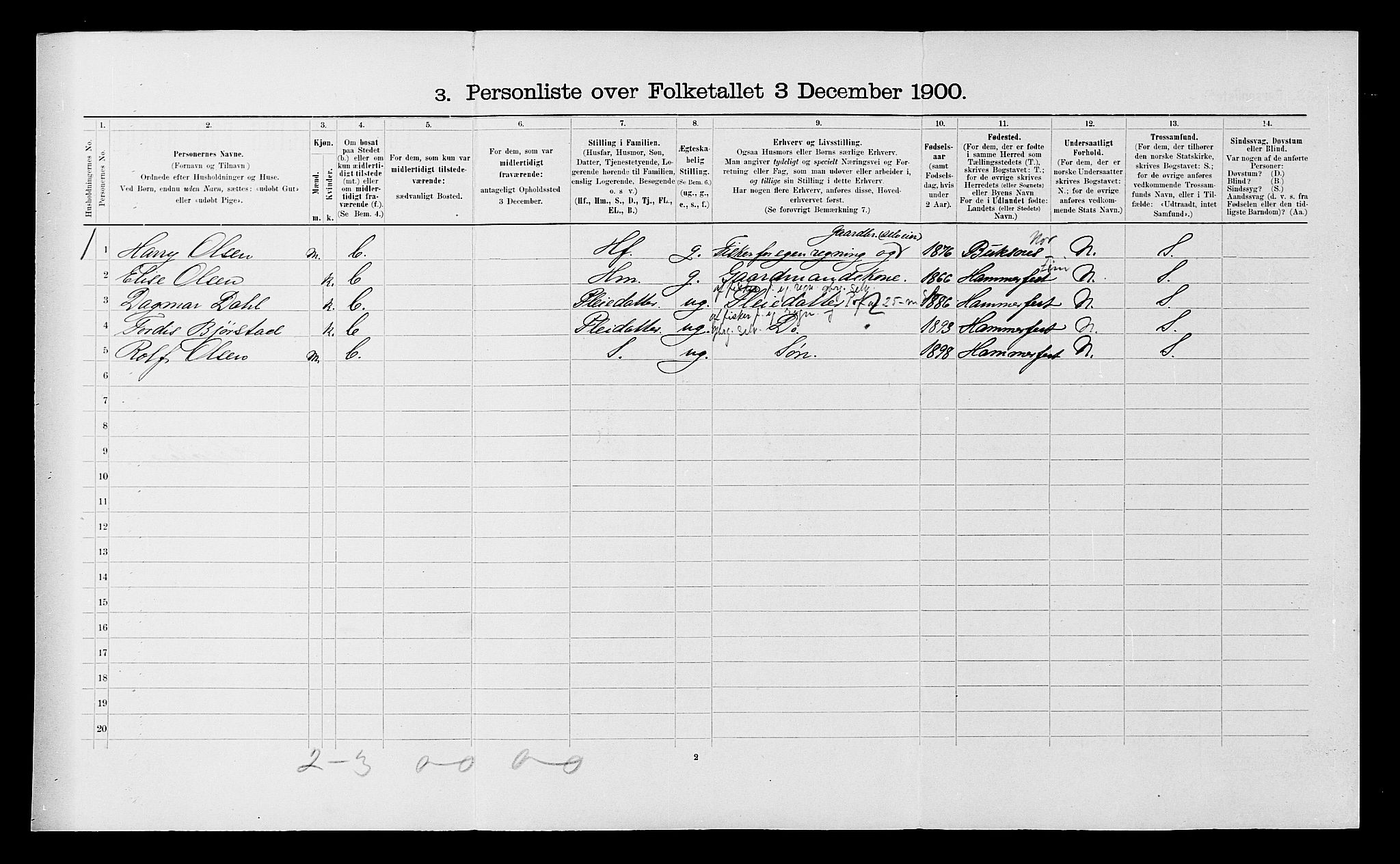 SATØ, 1900 census for Ibestad, 1900, p. 757