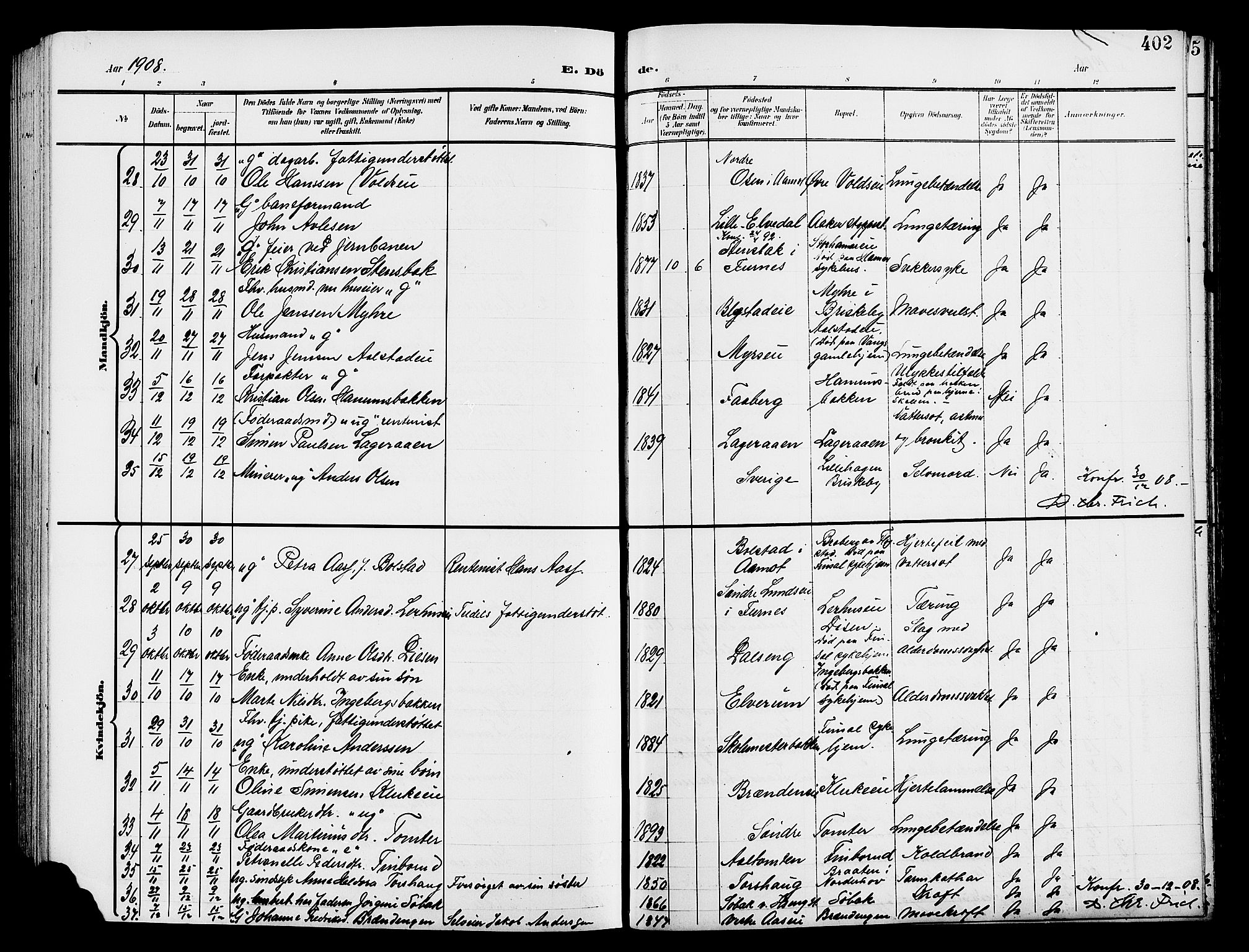 Vang prestekontor, Hedmark, AV/SAH-PREST-008/H/Ha/Hab/L0014: Parish register (copy) no. 14, 1896-1914, p. 402