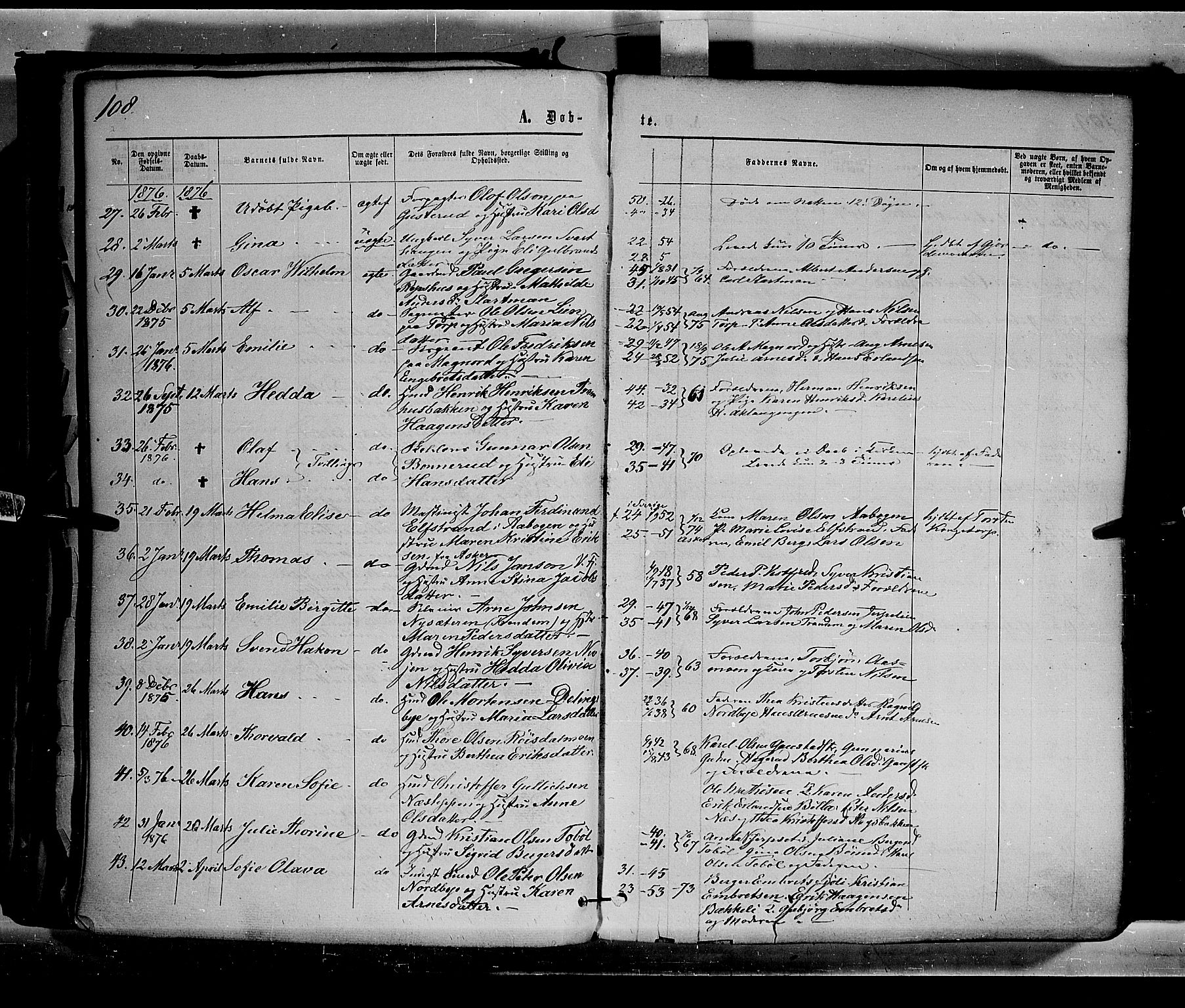 Eidskog prestekontor, AV/SAH-PREST-026/H/Ha/Haa/L0002: Parish register (official) no. 2, 1867-1878, p. 108