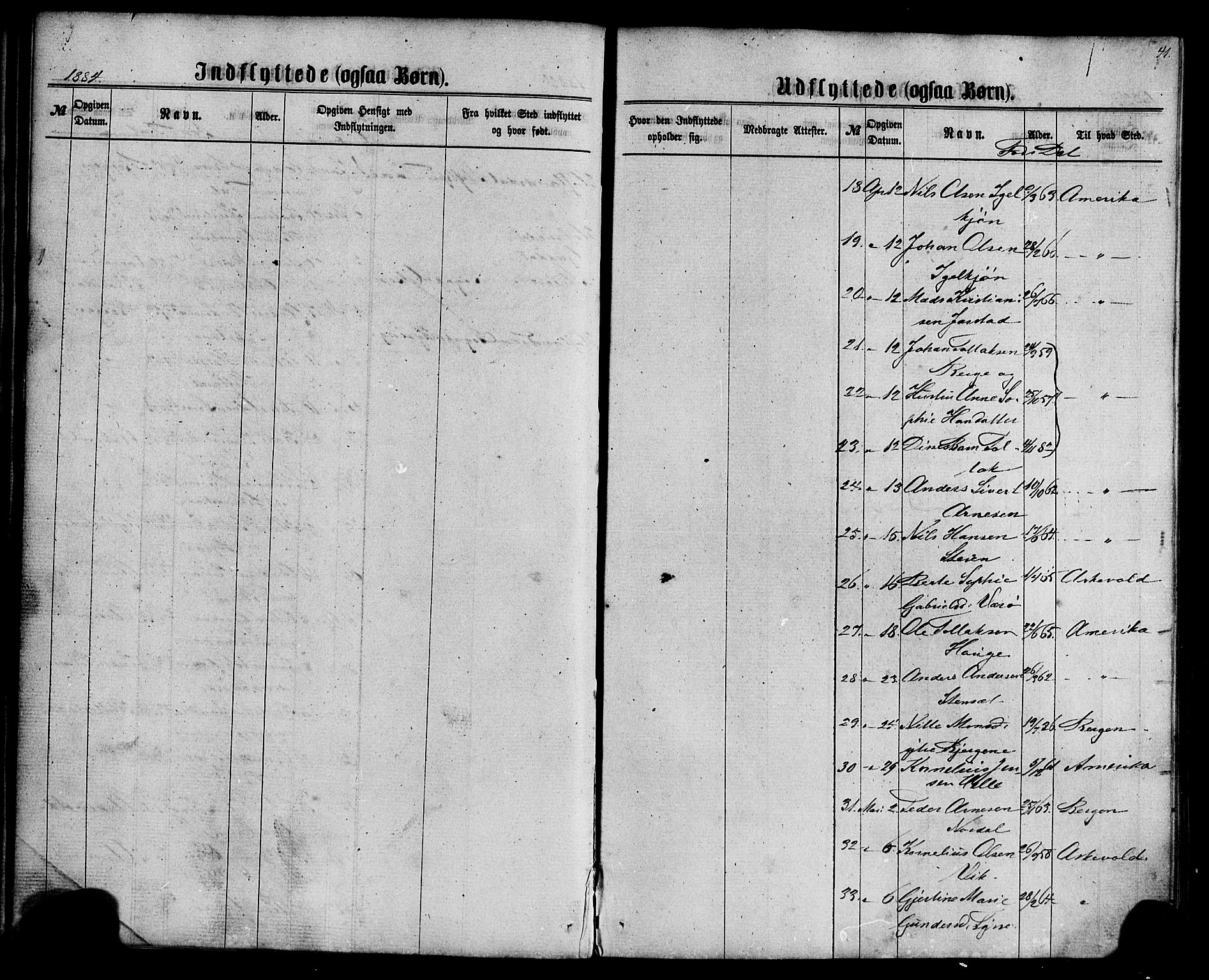Fjaler sokneprestembete, SAB/A-79801/H/Haa/Haaa/L0010: Parish register (official) no. A 10, 1866-1886, p. 41