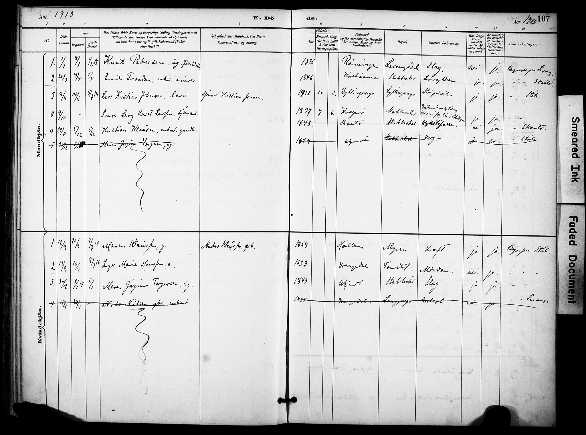Skåtøy kirkebøker, SAKO/A-304/F/Fb/L0001: Parish register (official) no. II 1, 1892-1916, p. 107