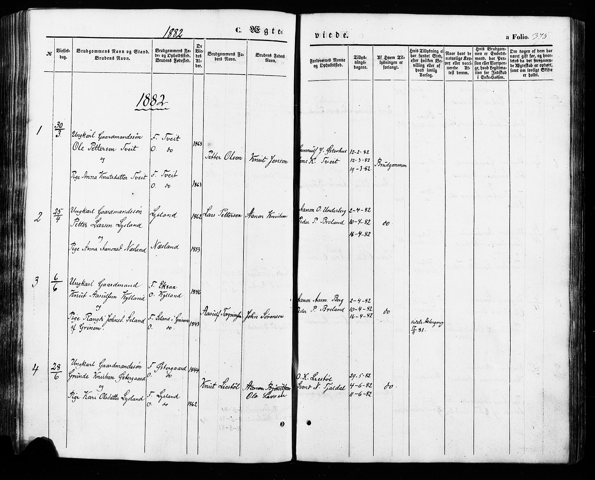 Åseral sokneprestkontor, SAK/1111-0051/F/Fa/L0002: Parish register (official) no. A 2, 1854-1884, p. 375