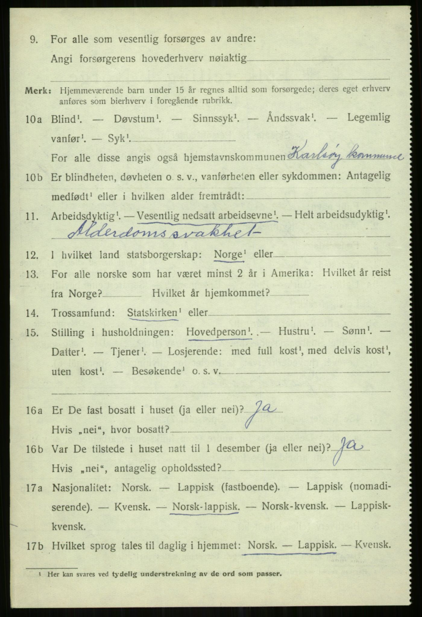 SATØ, 1920 census for Karlsøy, 1920, p. 767