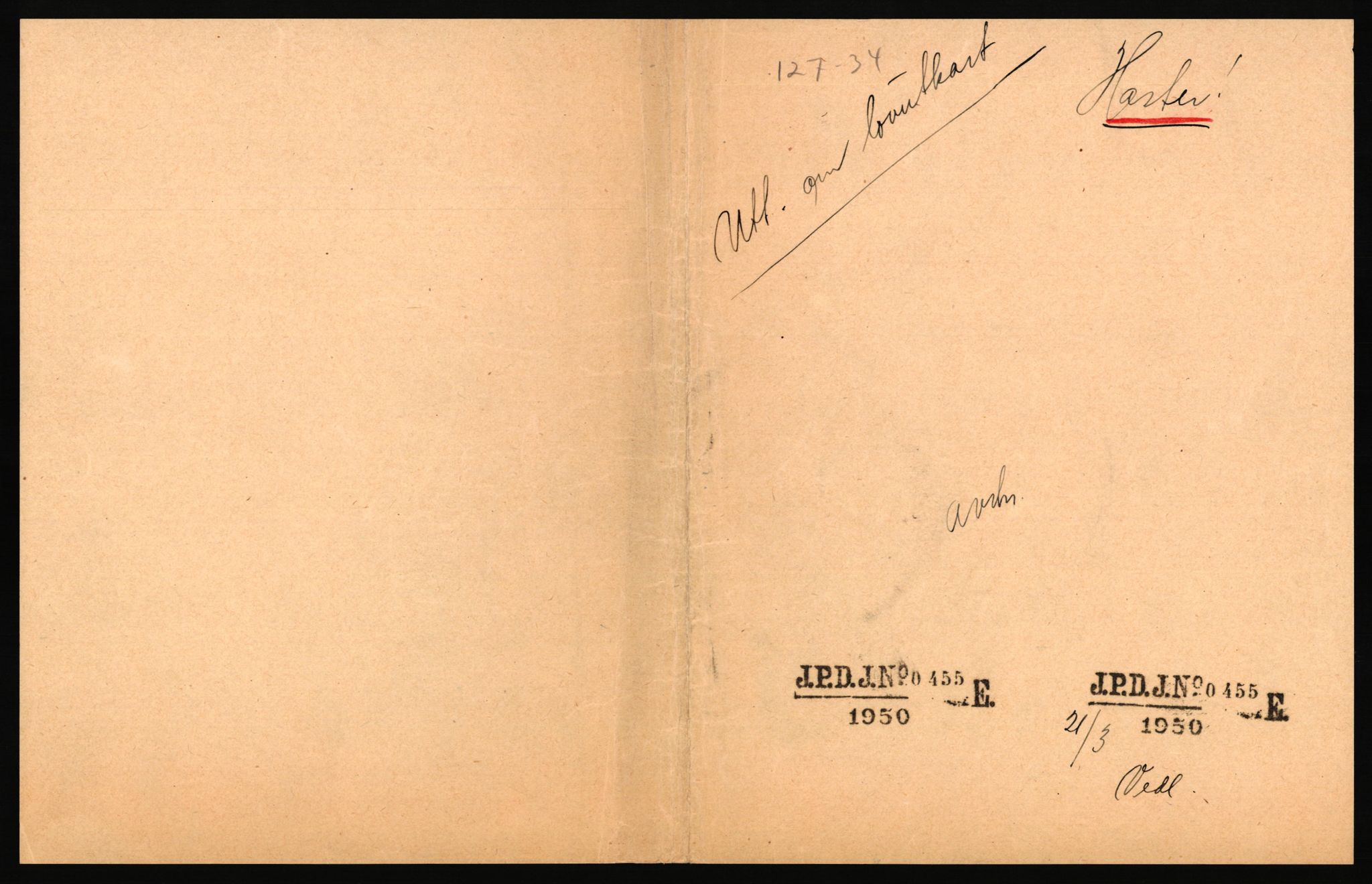 Justisdepartementet, Lovavdelingen, RA/S-3212/D/Dh/L0284/0001: Lover / Uttalelser om lovutkast: Jnr. 455 - 1757. 3 mapper, 1950, p. 2