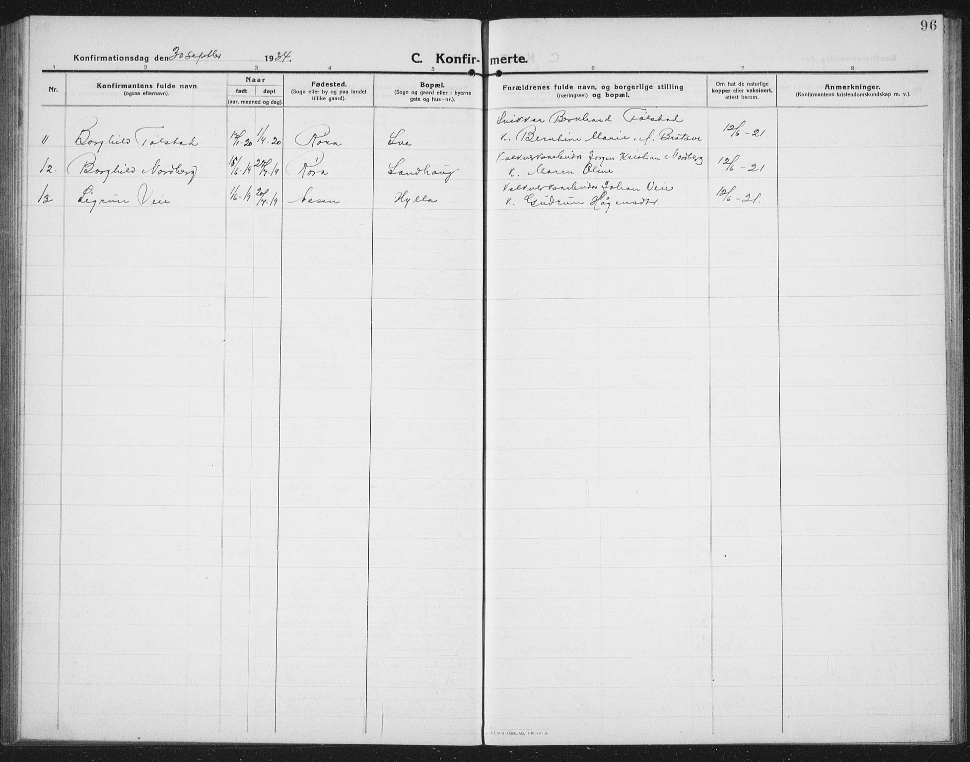 Ministerialprotokoller, klokkerbøker og fødselsregistre - Nord-Trøndelag, SAT/A-1458/731/L0312: Parish register (copy) no. 731C03, 1911-1935, p. 96