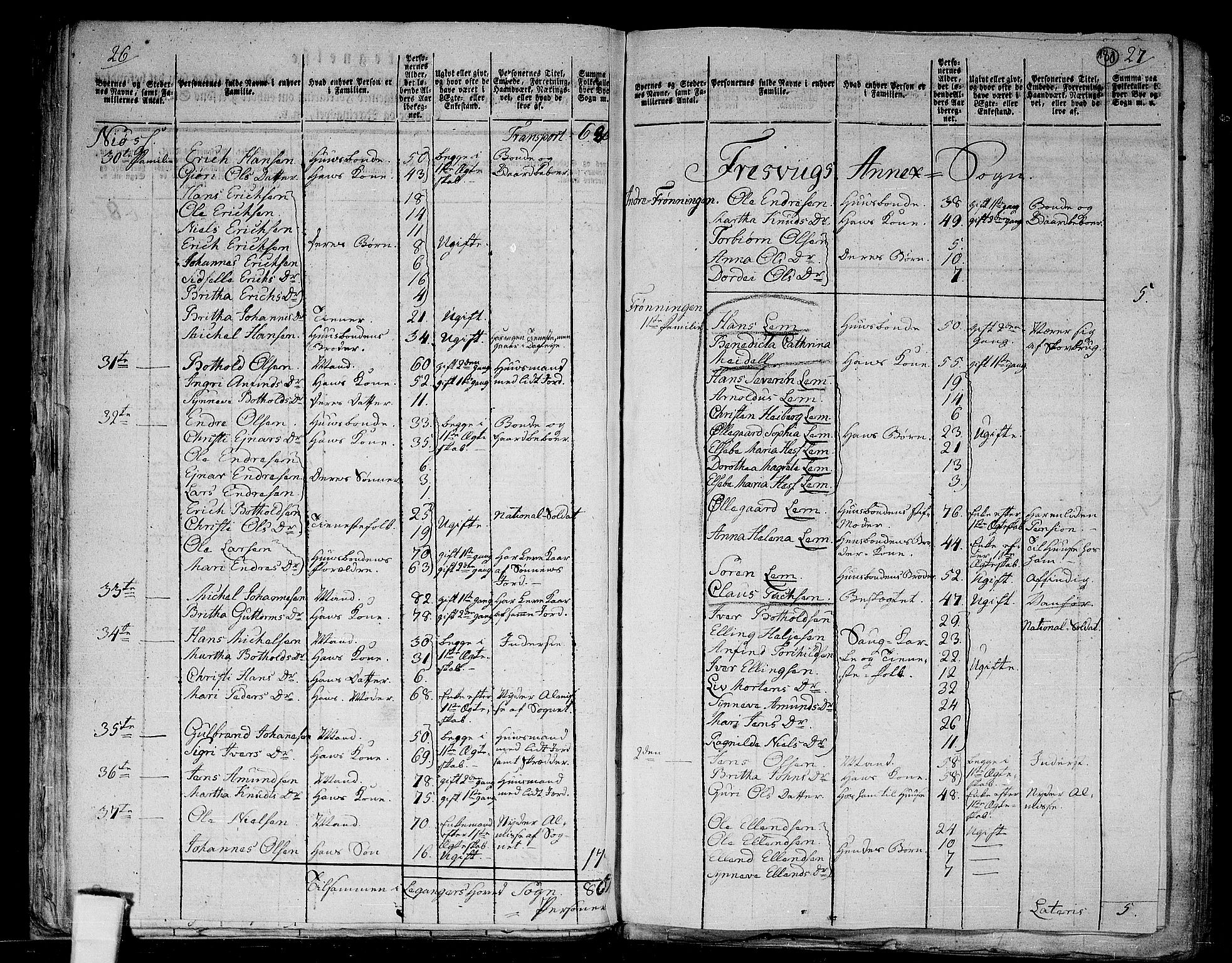 RA, 1801 census for 1419P Leikanger, 1801, p. 179b-180a