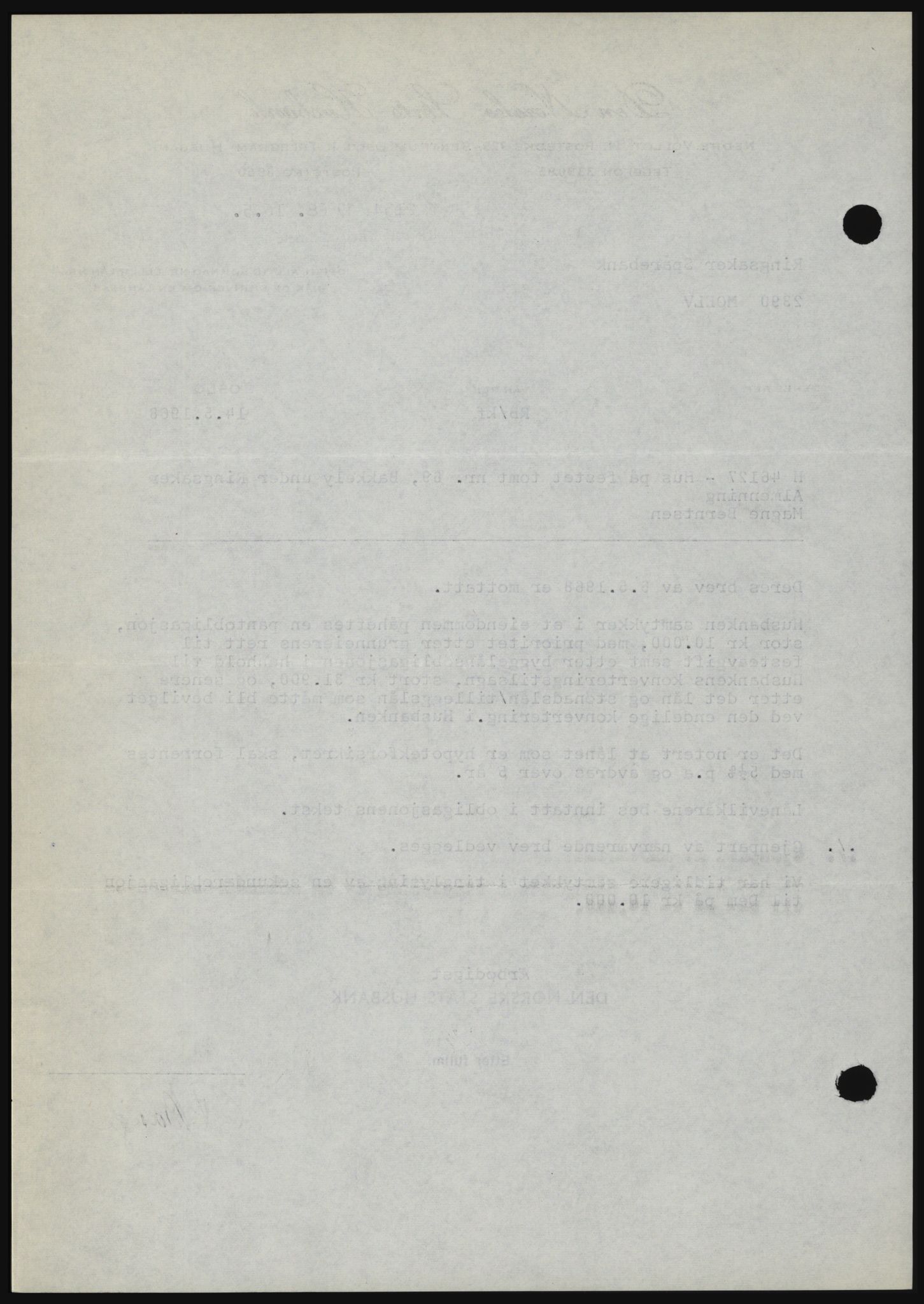 Nord-Hedmark sorenskriveri, SAH/TING-012/H/Hc/L0028: Mortgage book no. 28, 1968-1968, Diary no: : 2134/1968