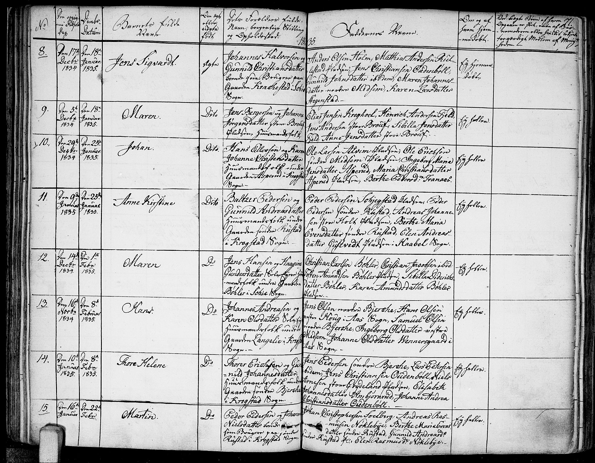 Kråkstad prestekontor Kirkebøker, SAO/A-10125a/F/Fa/L0004: Parish register (official) no. I 4, 1825-1837, p. 71