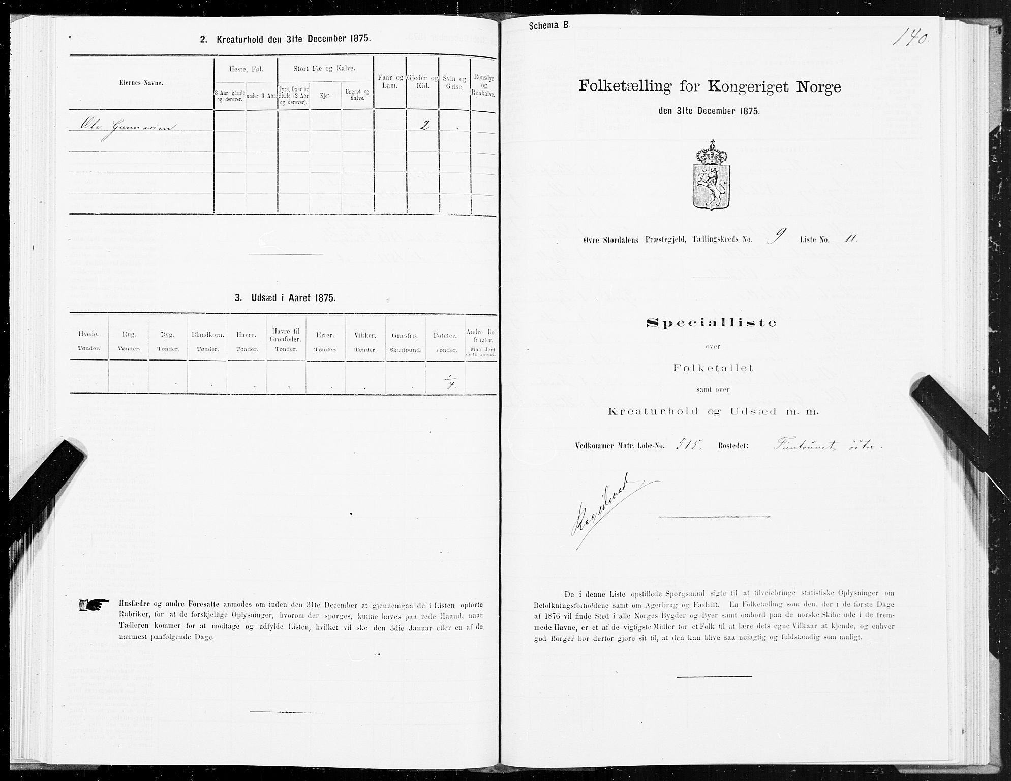 SAT, 1875 census for 1711P Øvre Stjørdal, 1875, p. 5140