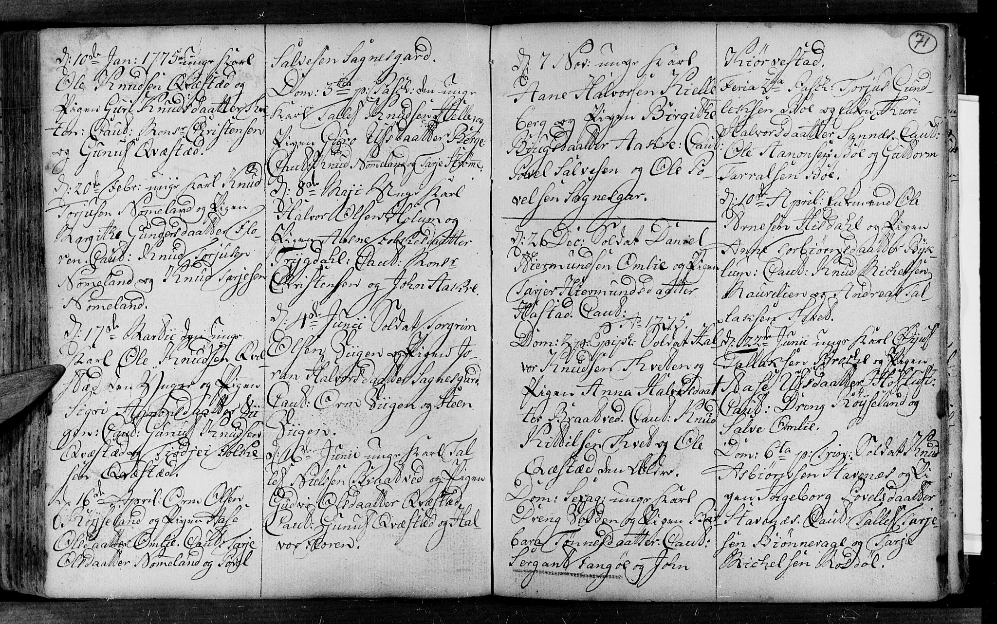 Valle sokneprestkontor, AV/SAK-1111-0044/F/Fa/Fac/L0002: Parish register (official) no. A 2, 1745-1776, p. 71